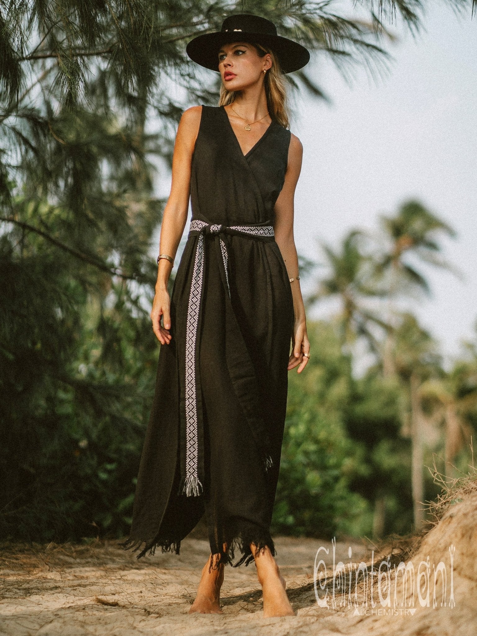 black cotton wrap dress Pact Women's Organic Cotton Fit & Flare Faux Wrap Dress