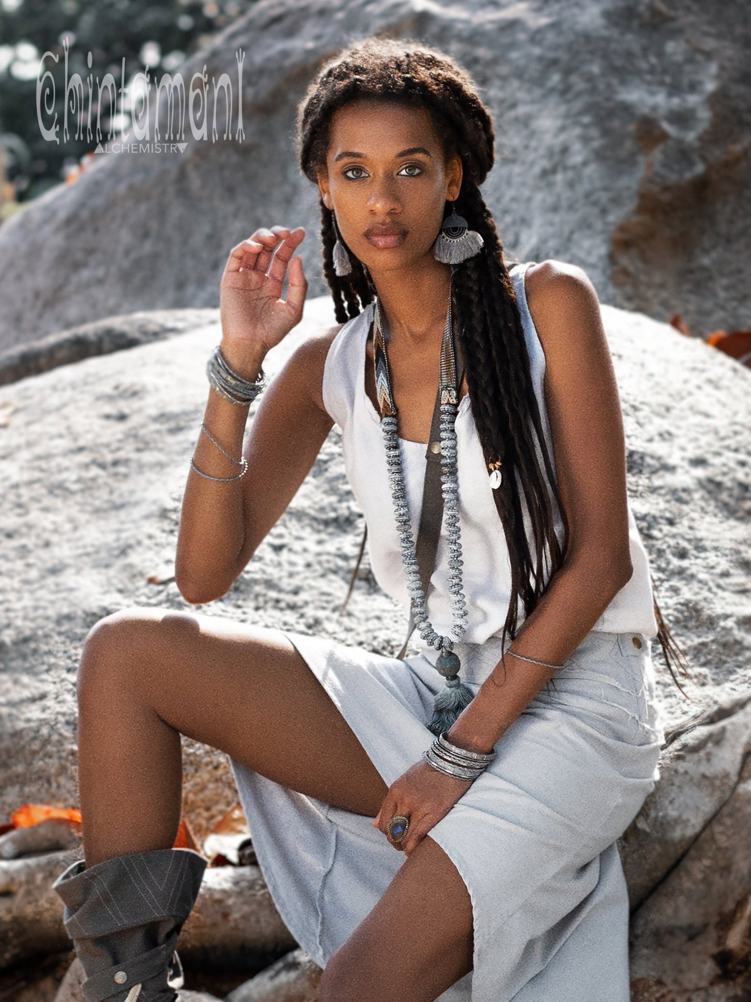 Linen Tank Top / White - ChintamaniAlchemi