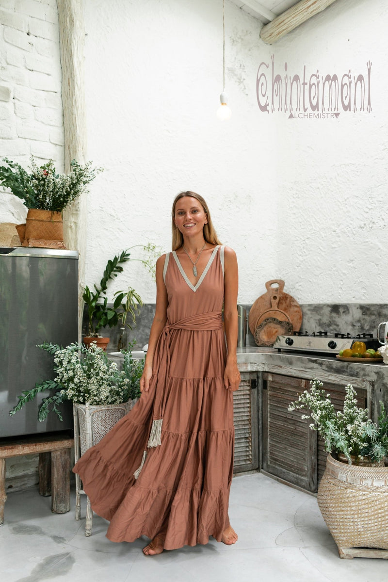 Cotton Maxi Tiered Dress / Dusty Pink