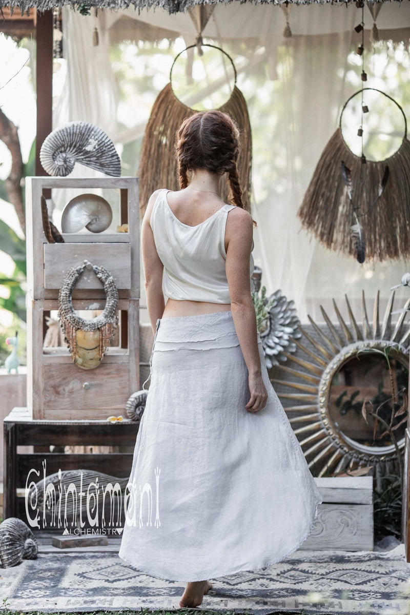 Pure linen wrap skirt