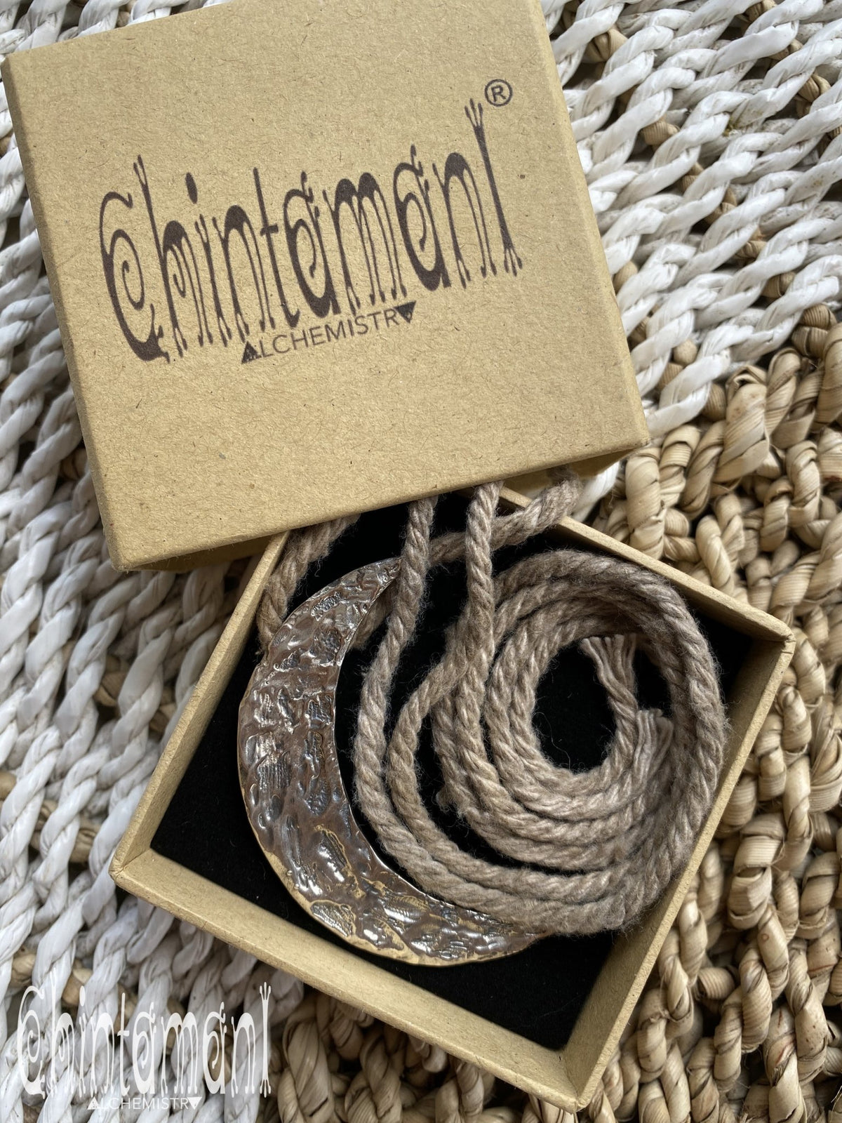 Large Half Moon Pendant Necklace / 925 Silver - ChintamaniAlchemi