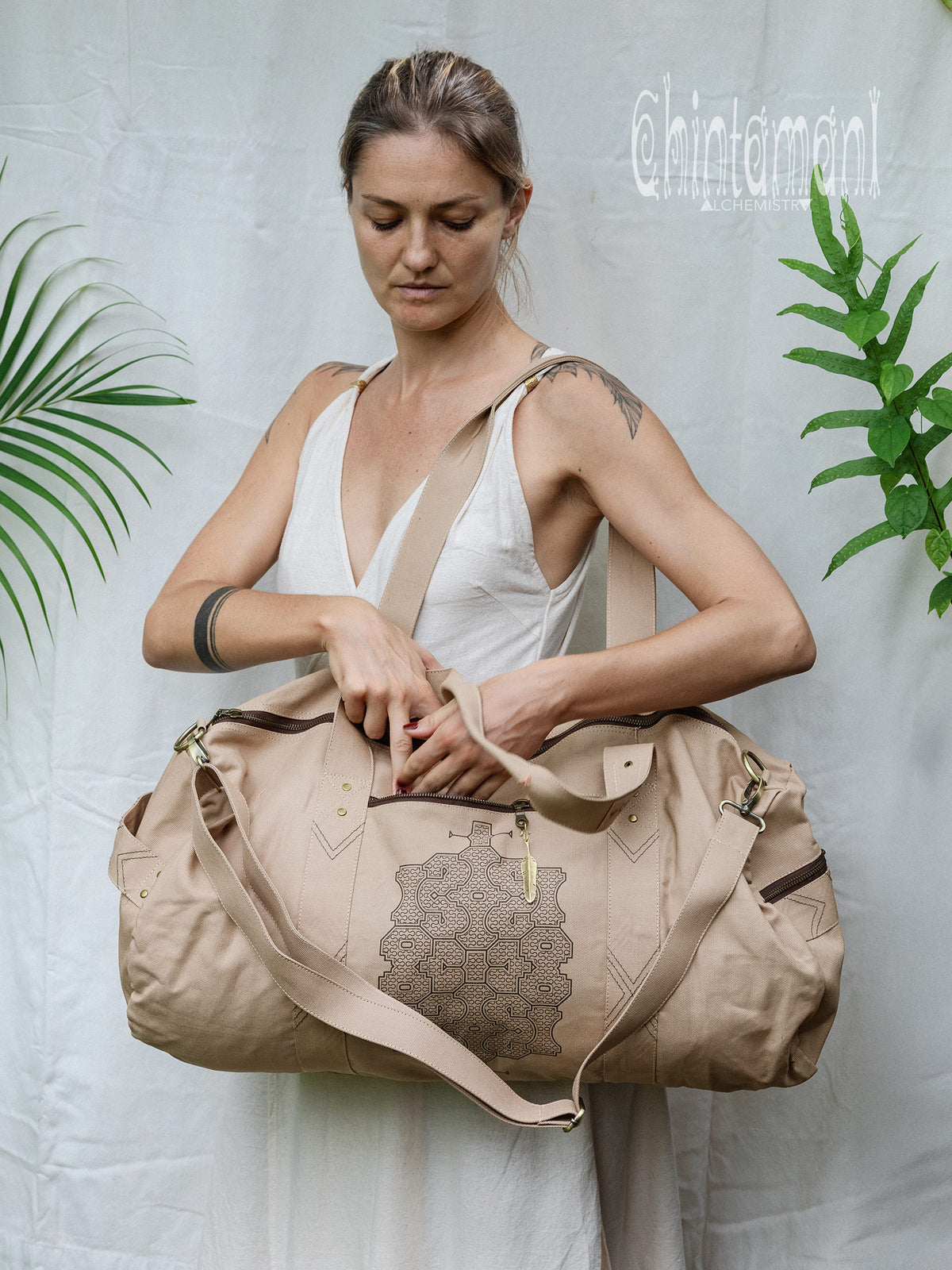 Tribal Duffle Bag / Beige