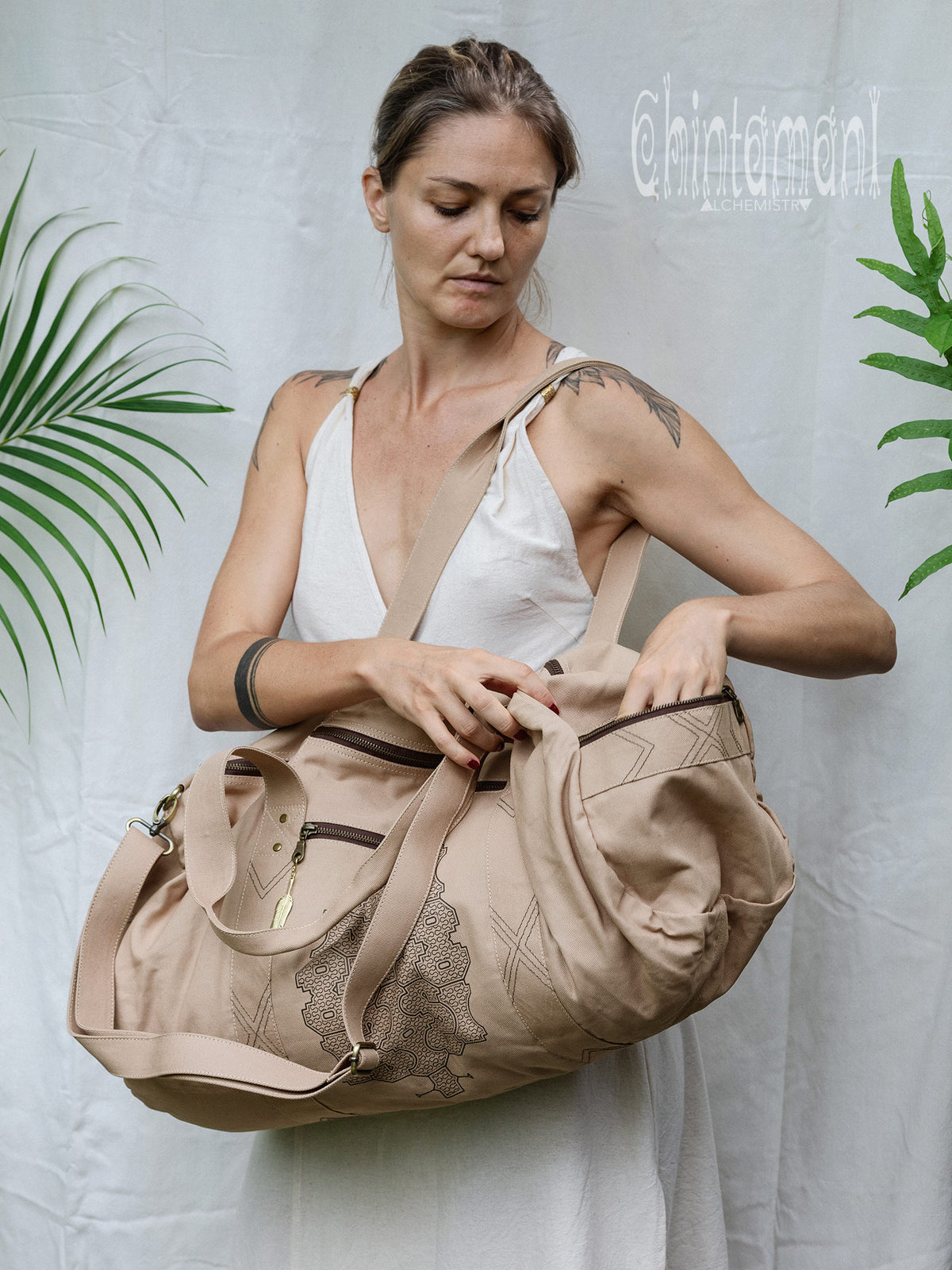 Tribal Duffle Bag / Beige