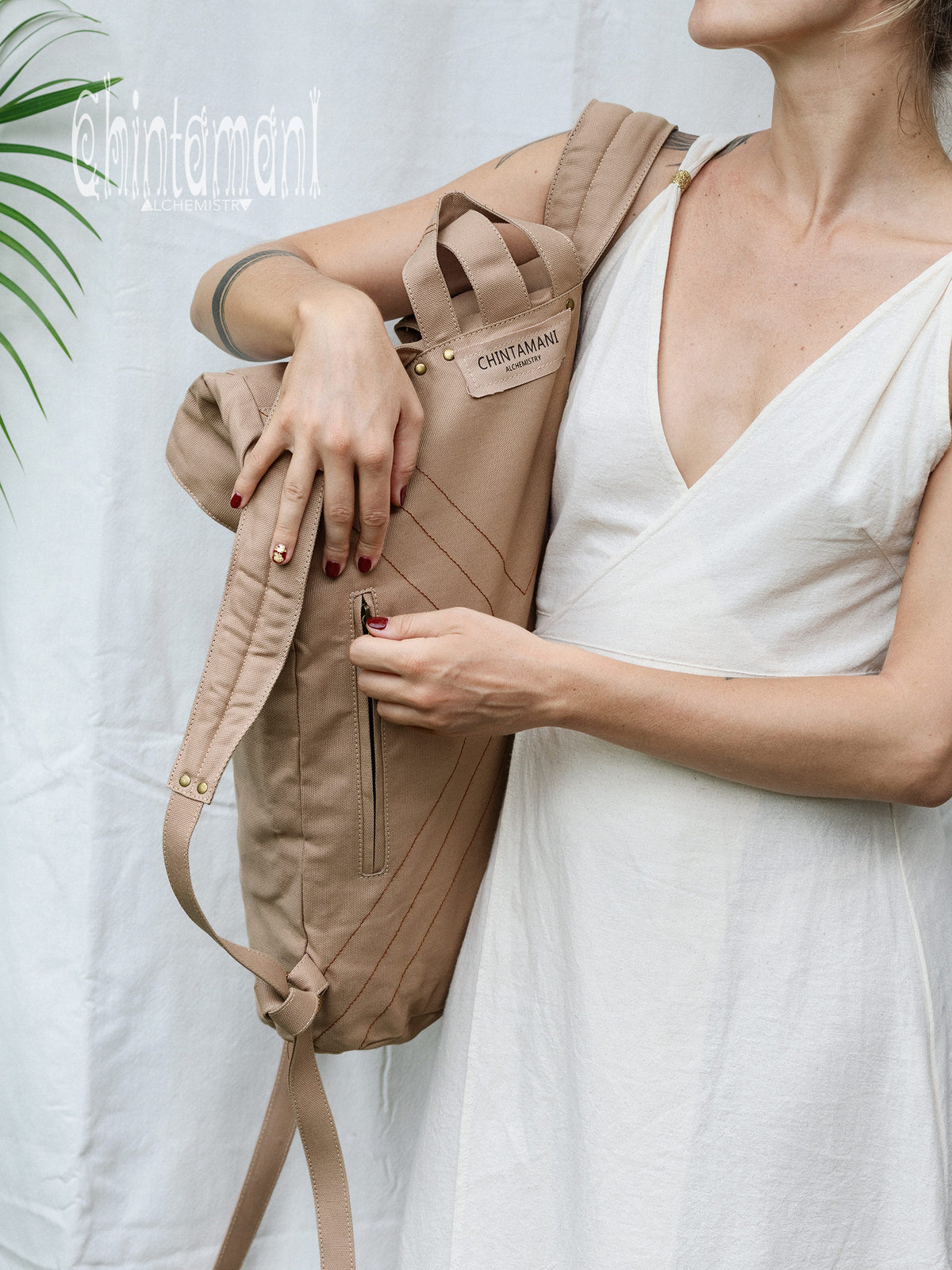 Flower RollTop Backpack / Beige