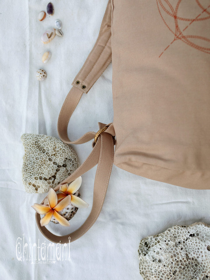 Flower RollTop Backpack / Beige