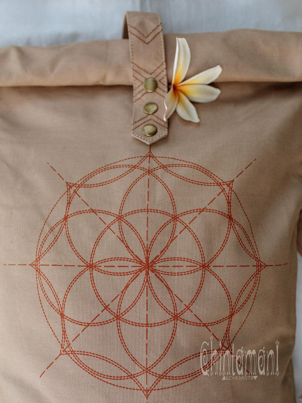 Flower RollTop Backpack / Beige