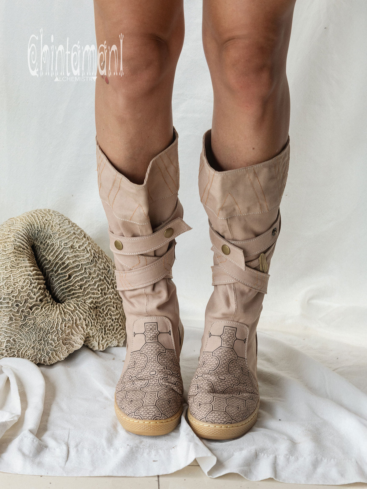 High Tribal Boots / Beige