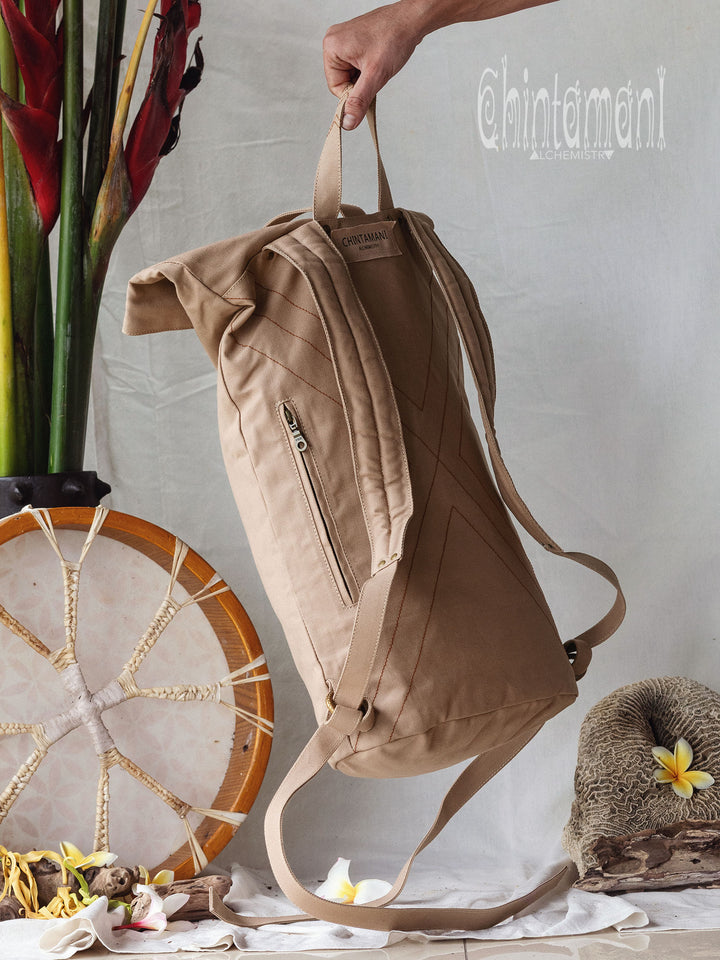 Flower RollTop Backpack / Beige