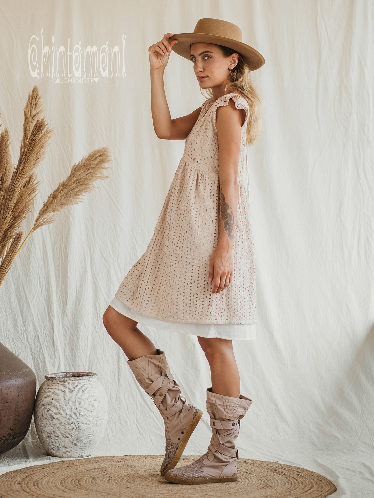 High Tribal Boots / Beige