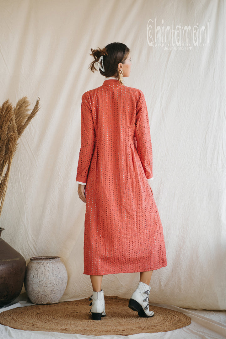 Organic Midi Dress / Coral Rose