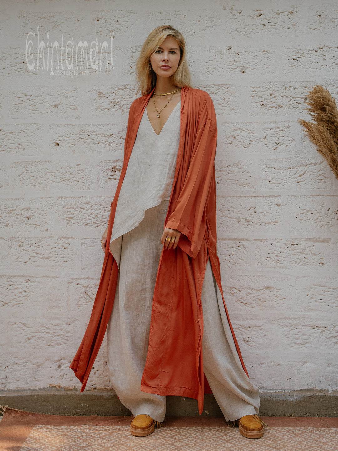 Ahimsa Silk Kimono / Terracota