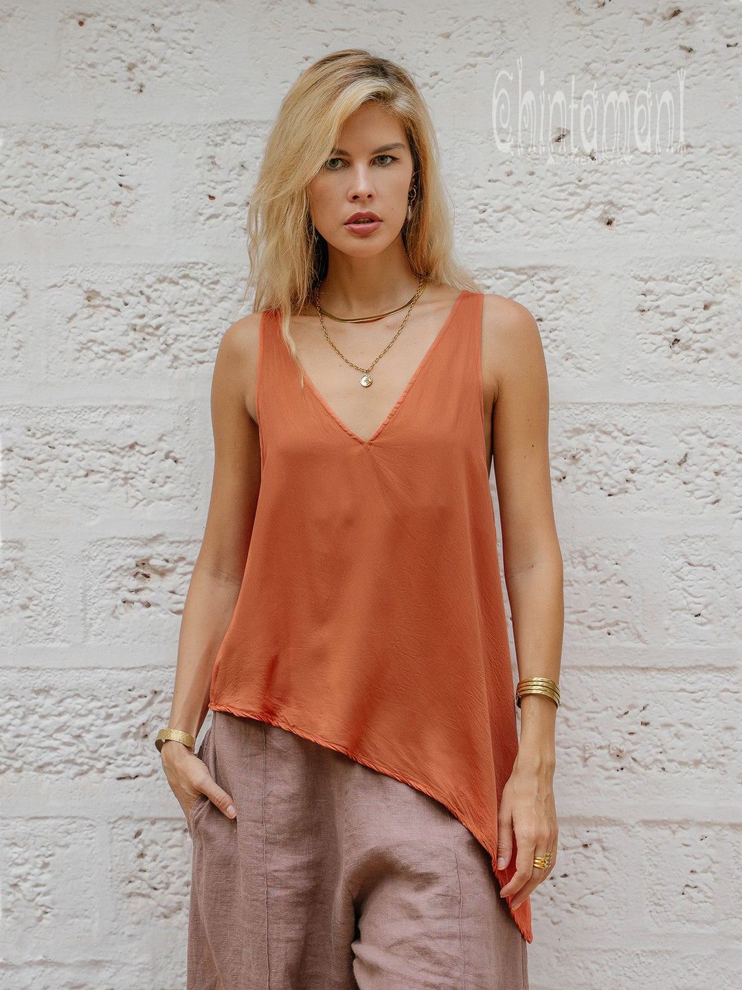 Ahimsa Silk Top / Terracota