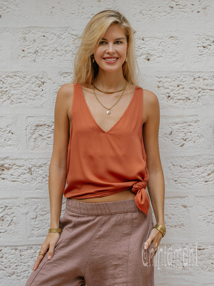 Ahimsa Silk Top / Terracota