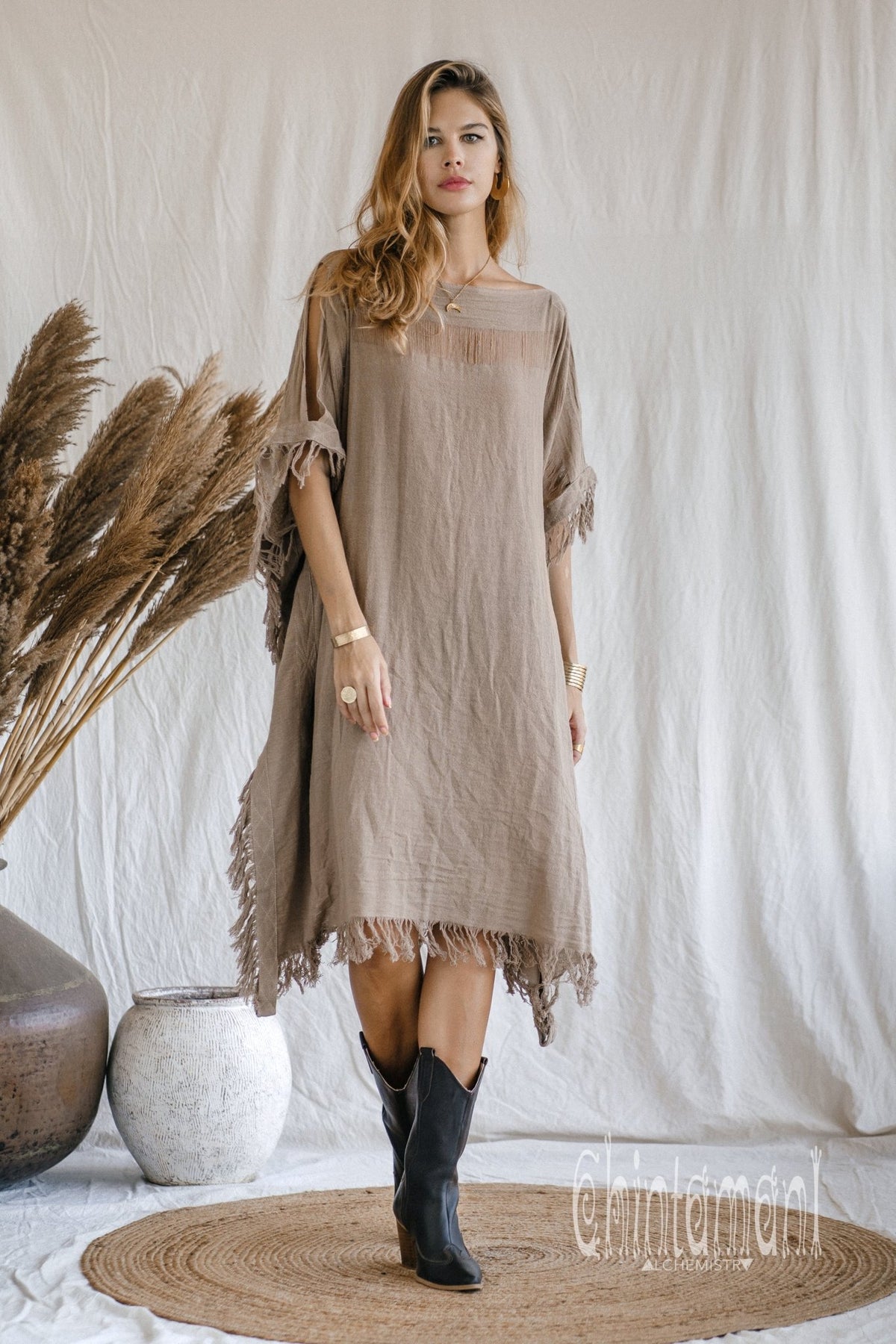 Beach Poncho Dress / Coffee - ChintamaniAlchemi