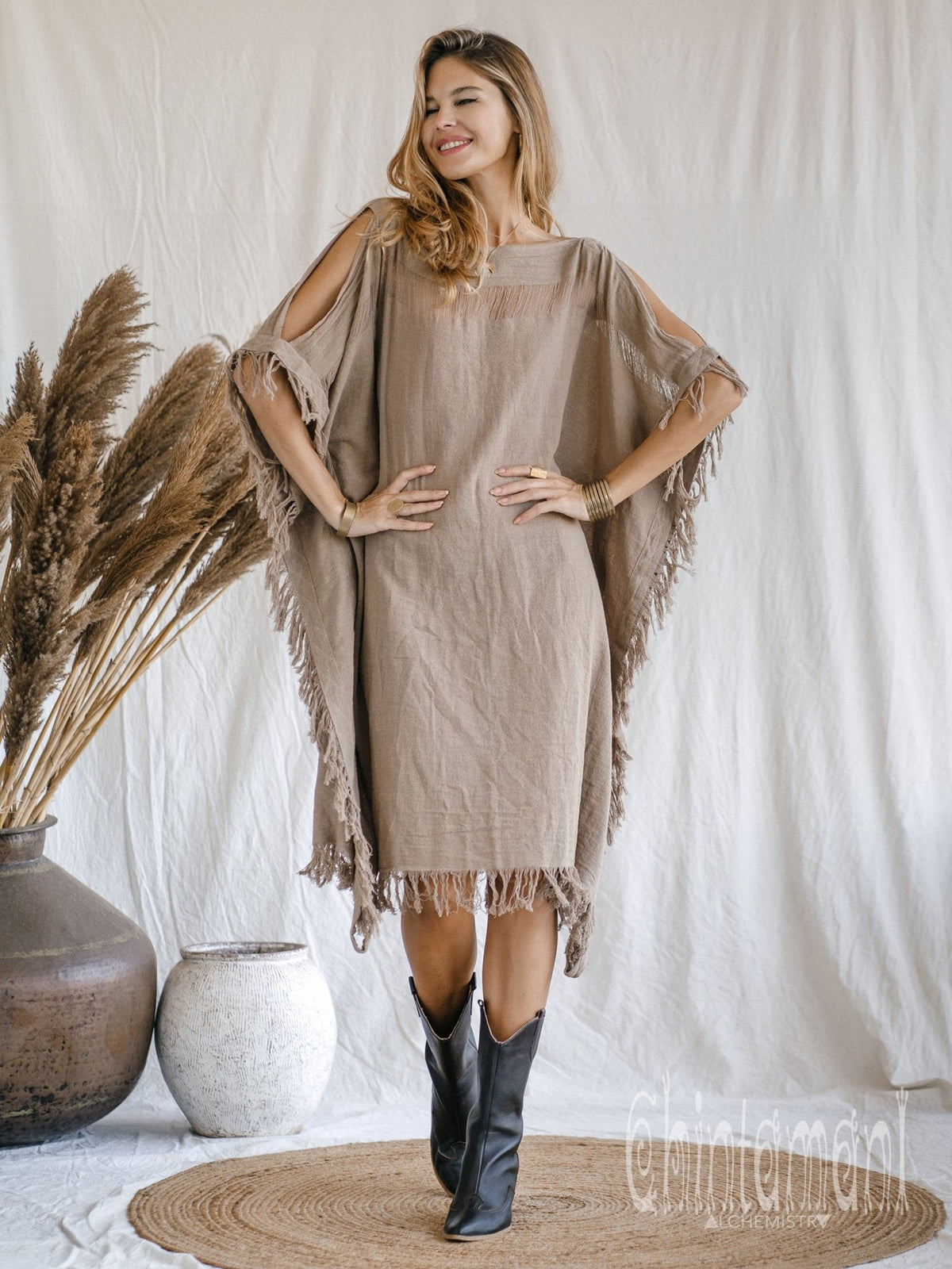 Beach Poncho Dress / Coffee - ChintamaniAlchemi