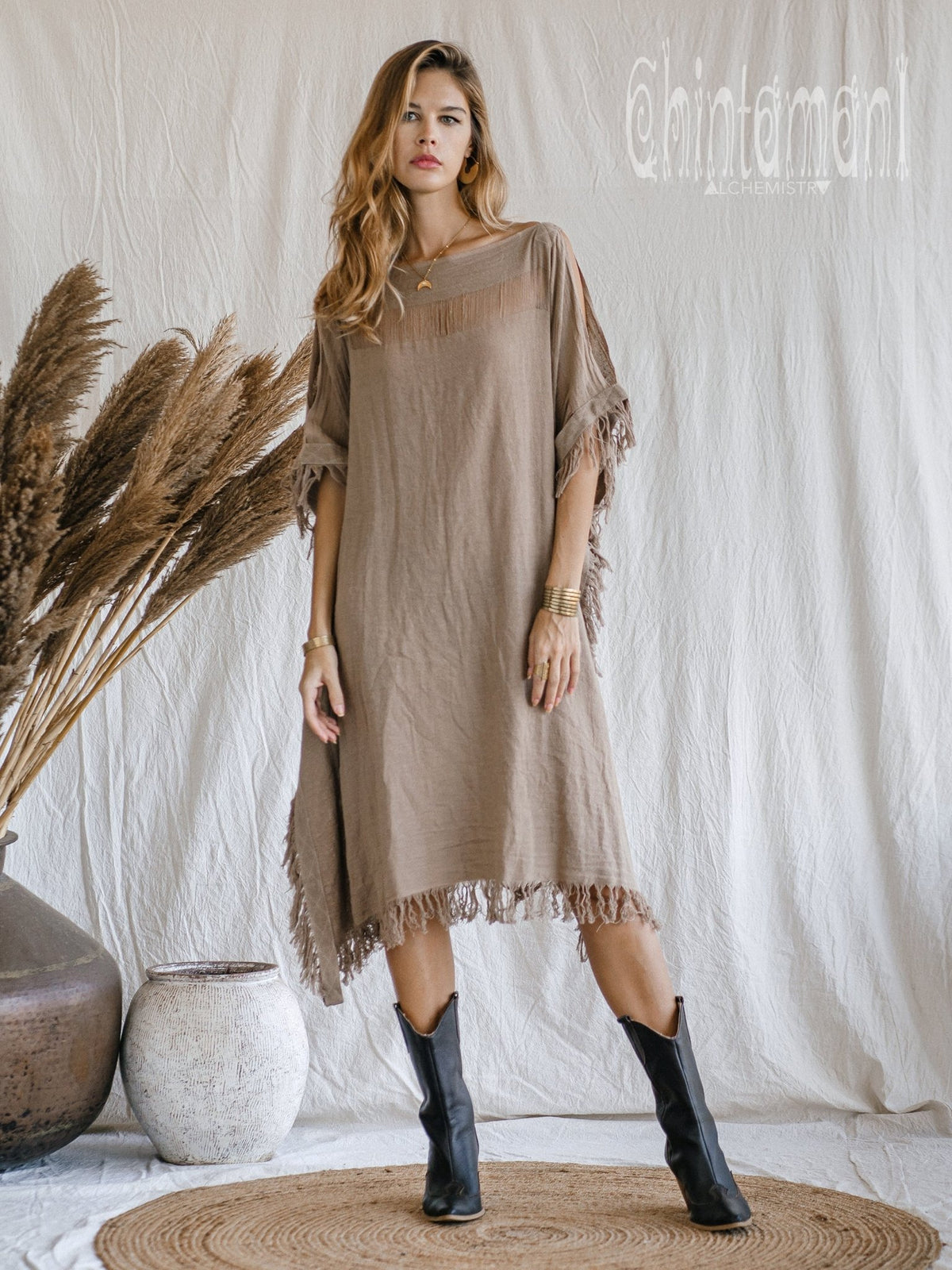 Beach Poncho Dress / Coffee - ChintamaniAlchemi