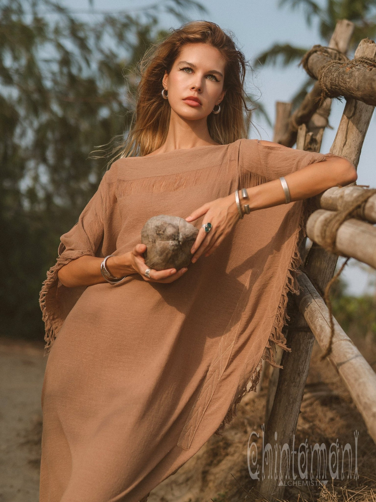 Beach Poncho Dress / Coffee - ChintamaniAlchemi