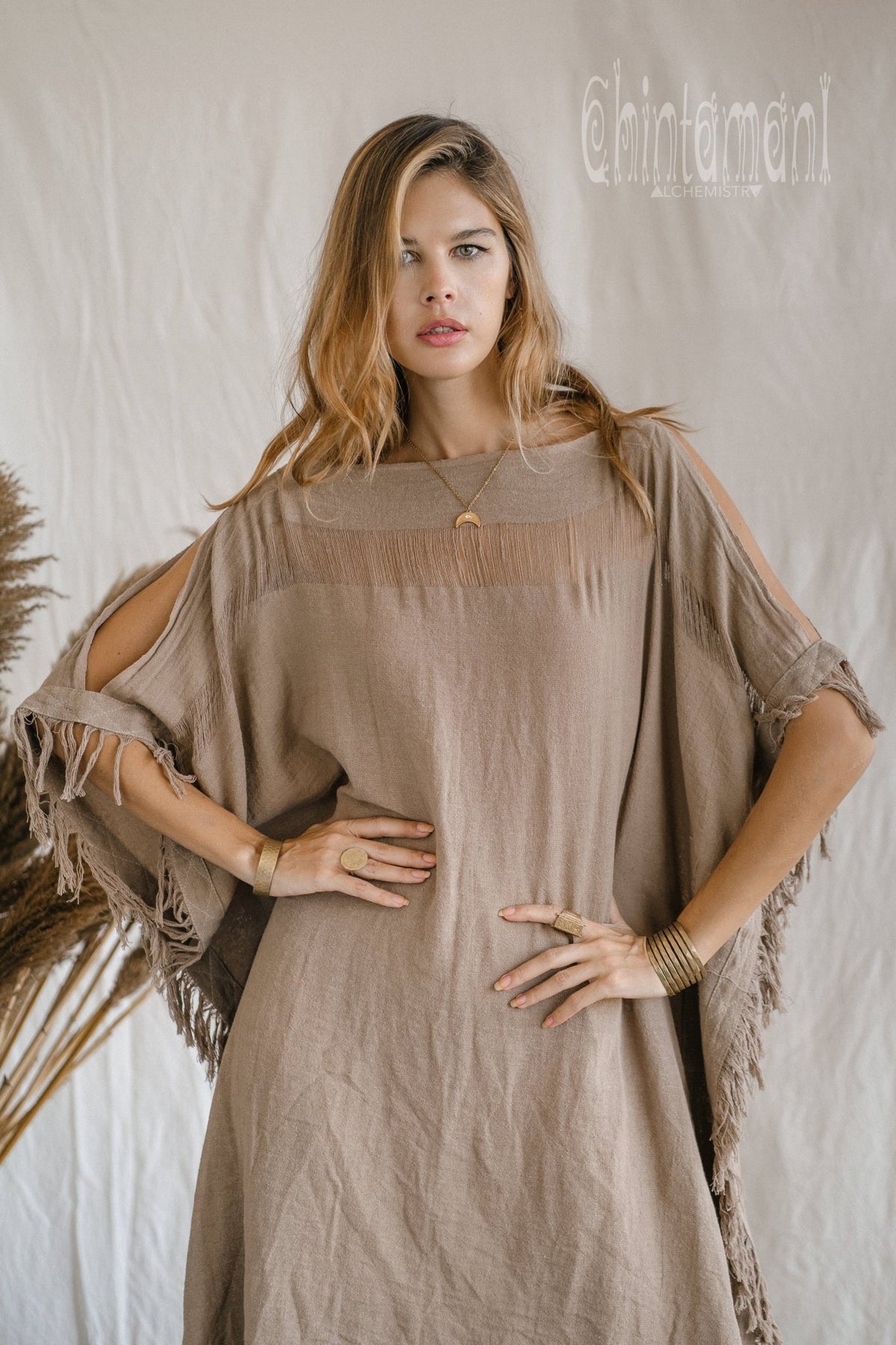 Beach Poncho Dress / Coffee - ChintamaniAlchemi