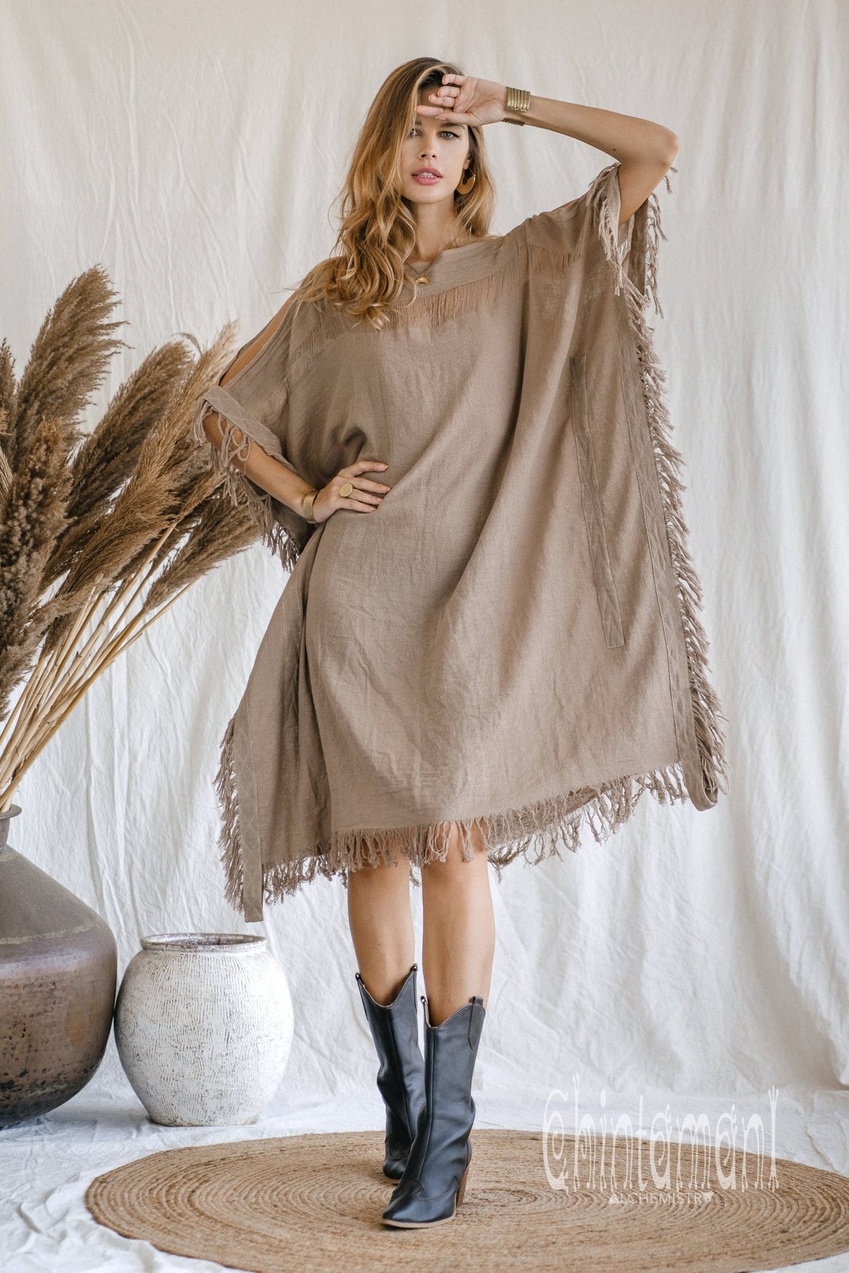 Beach Poncho Dress / Coffee - ChintamaniAlchemi