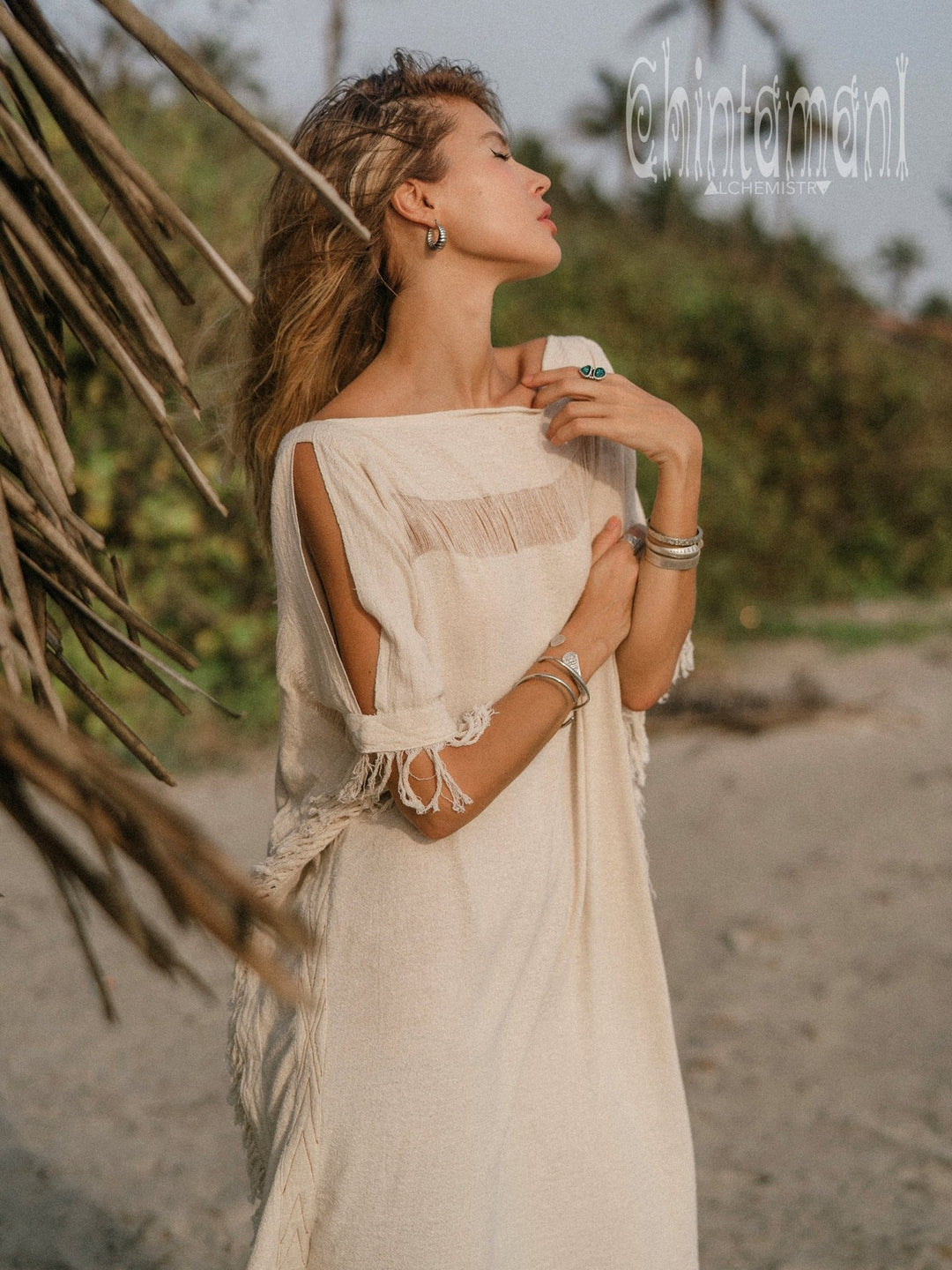 Beach Poncho Dress / Off White - ChintamaniAlchemi Beach Poncho Dress / Off White - ChintamaniAlchemi