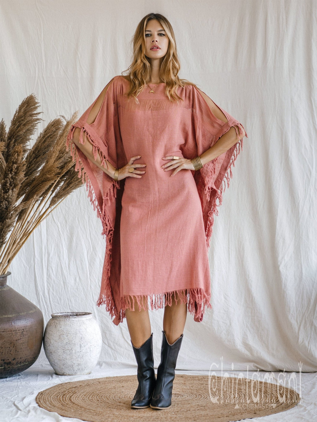 Beach Poncho Dress / Soft Pink - ChintamaniAlchemi