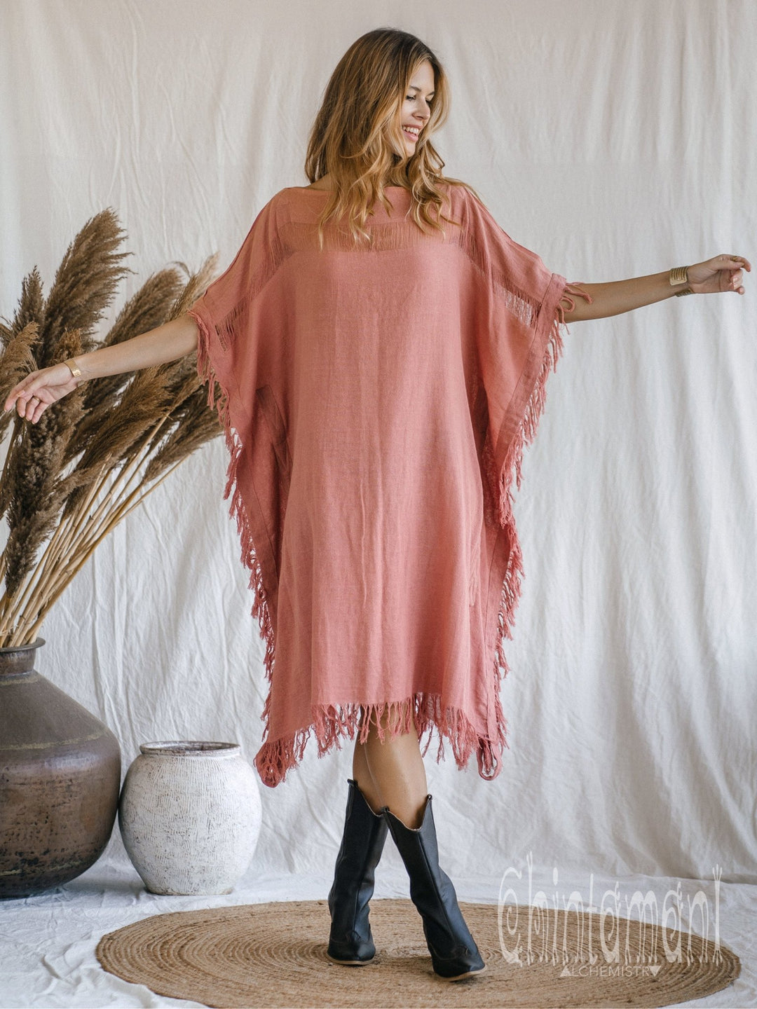 poncho dress women Beach Poncho Dress / Soft Pink