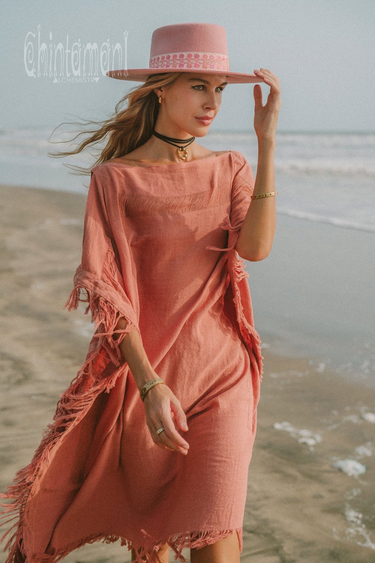 Beach Poncho Dress / Soft Pink - ChintamaniAlchemi