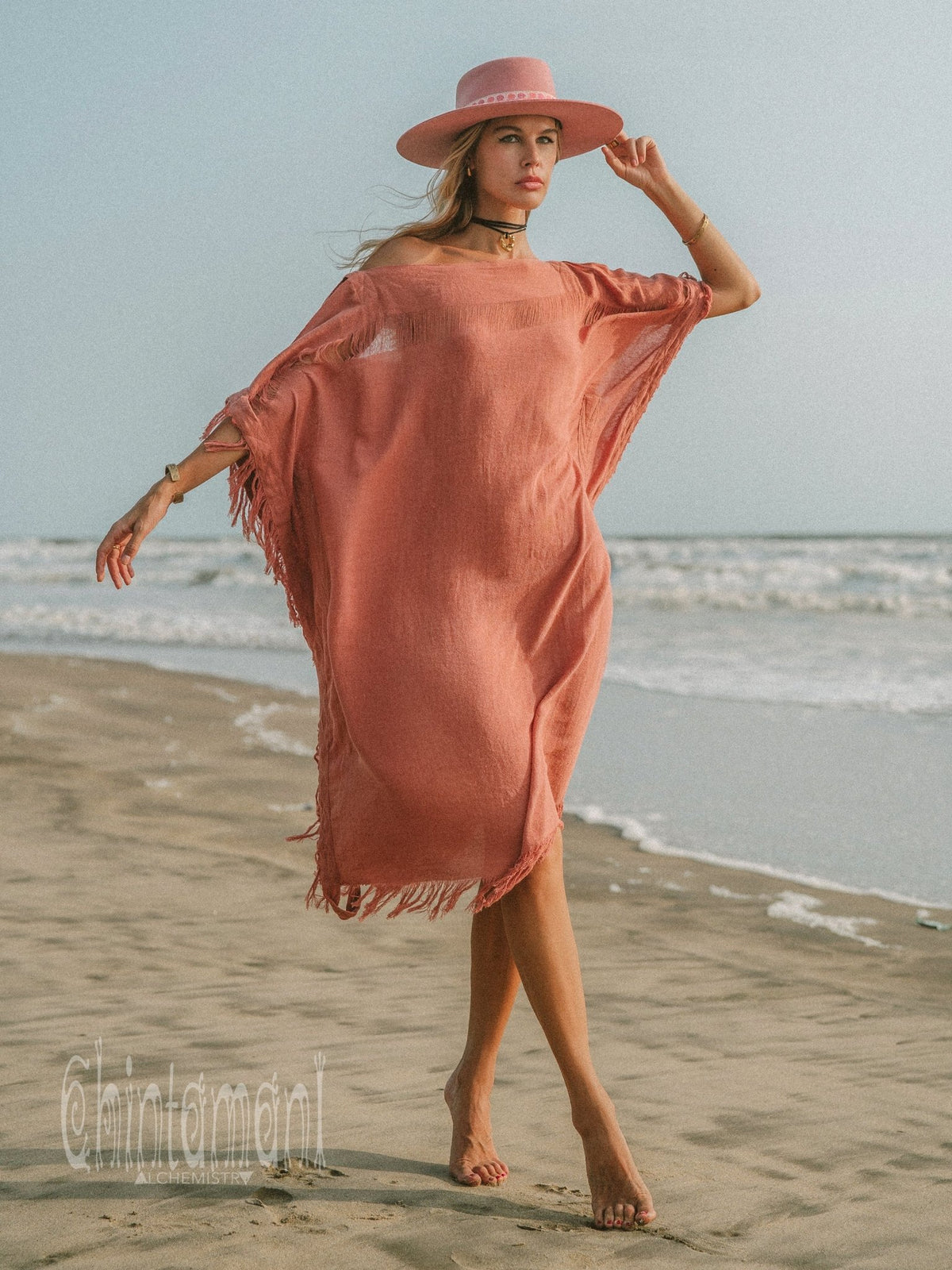 Beach Poncho Dress / Soft Pink - ChintamaniAlchemi