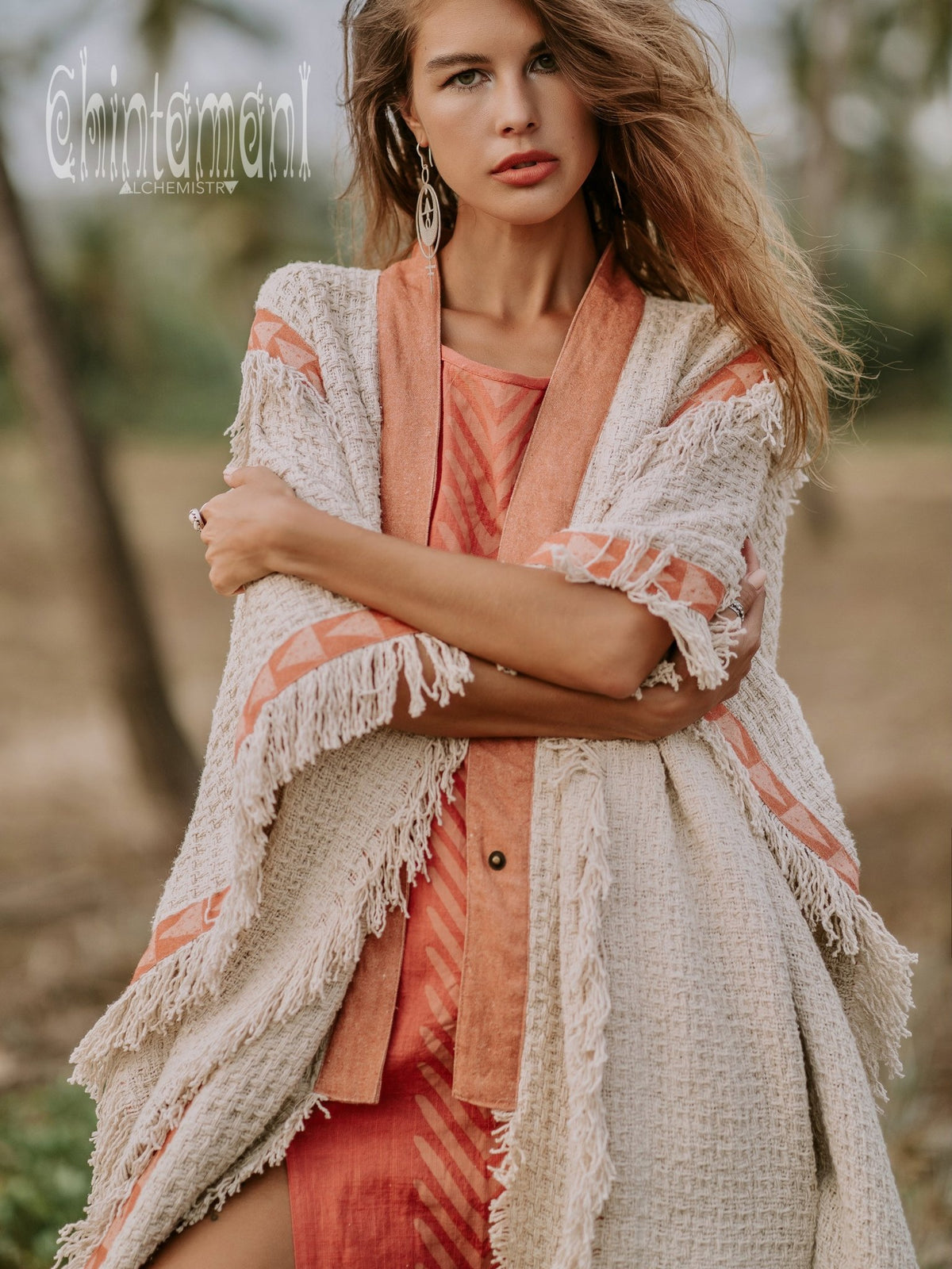 Berber Poncho Coat / Off White - ChintamaniAlchemi