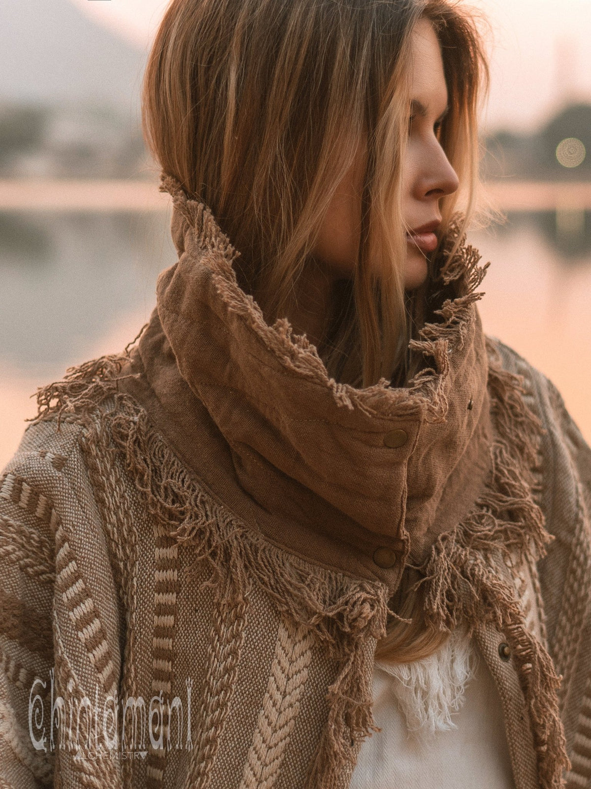 Bohemian Poncho Coat / Coffee - ChintamaniAlchemi