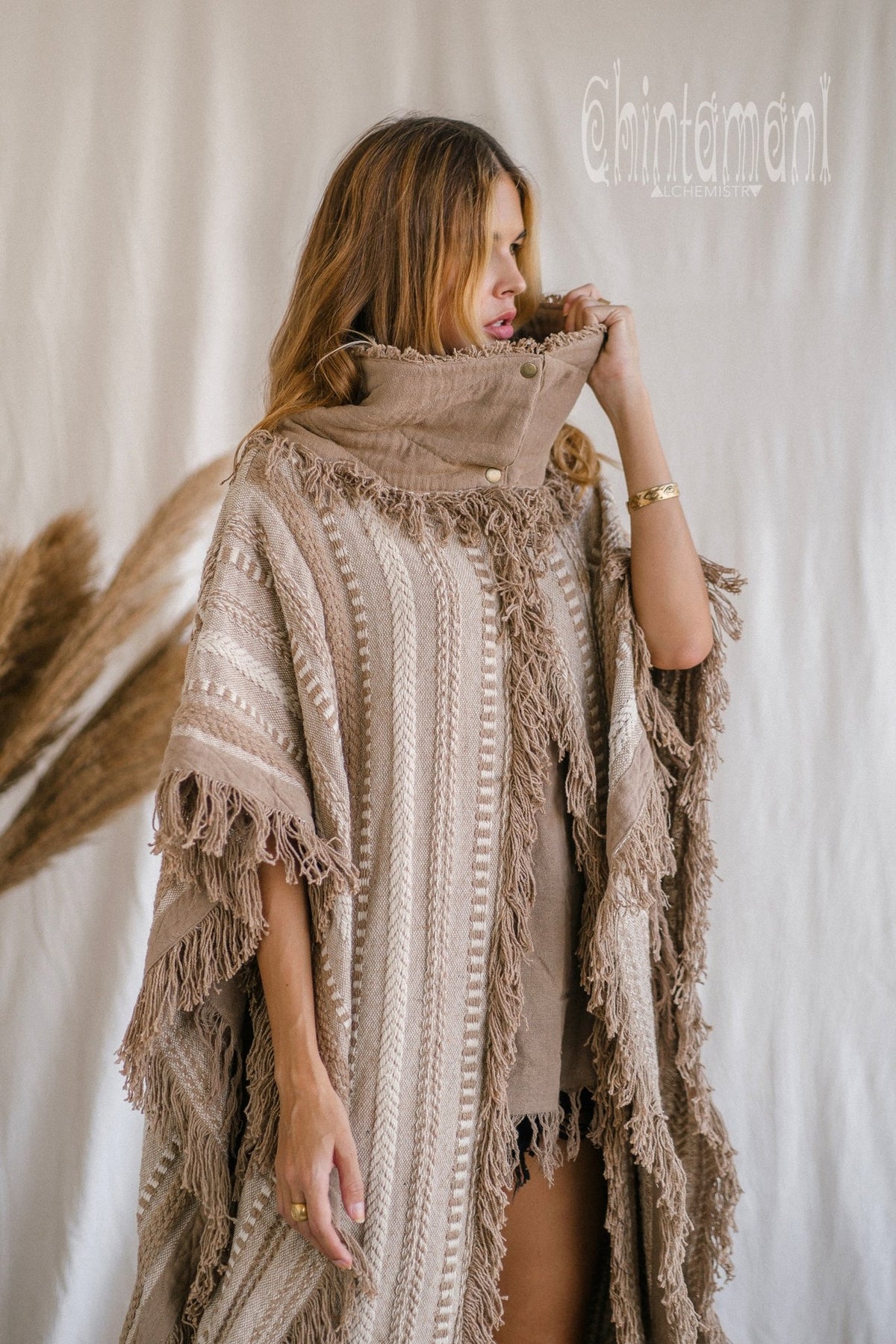 Bohemian Poncho Coat for Women / Coffee - ChintamaniAlchemi