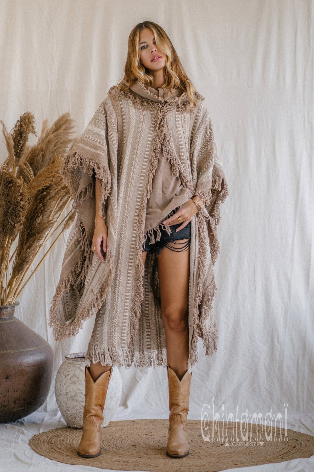 Bohemian Poncho Coat for Women / Coffee - ChintamaniAlchemi