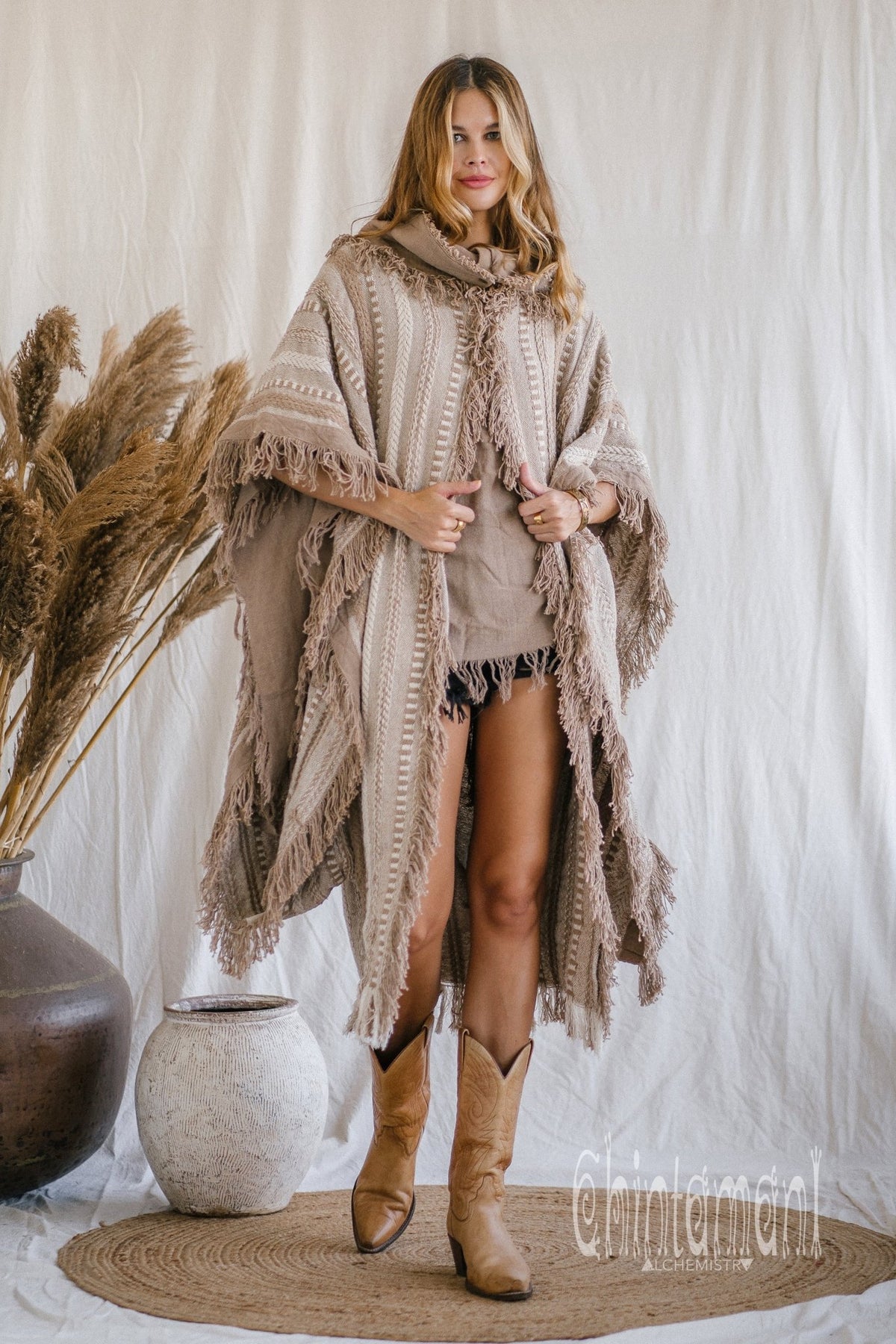 Bohemian Poncho Coat for Women / Coffee - ChintamaniAlchemi