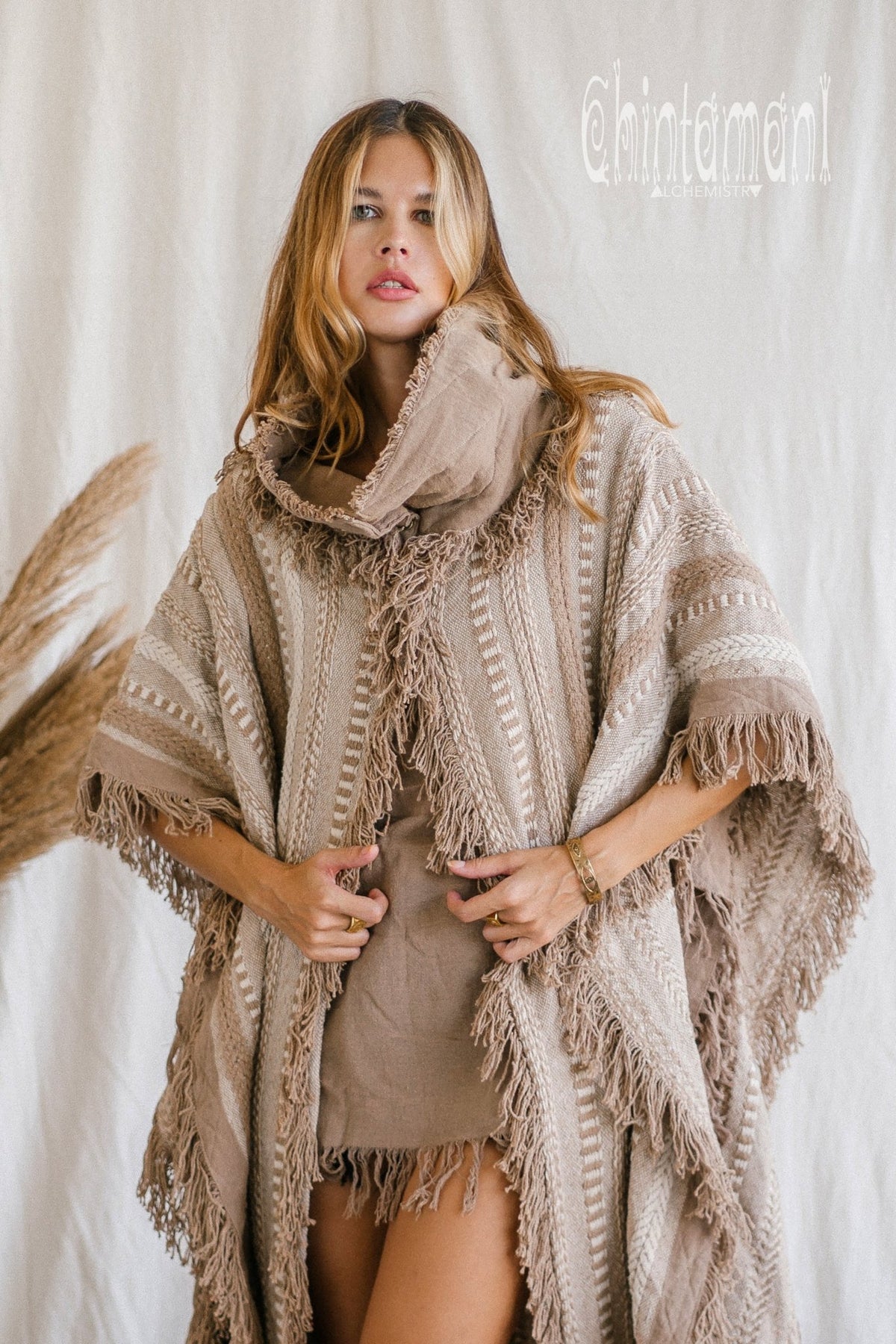 Bohemian Poncho Coat for Women / Coffee - ChintamaniAlchemi