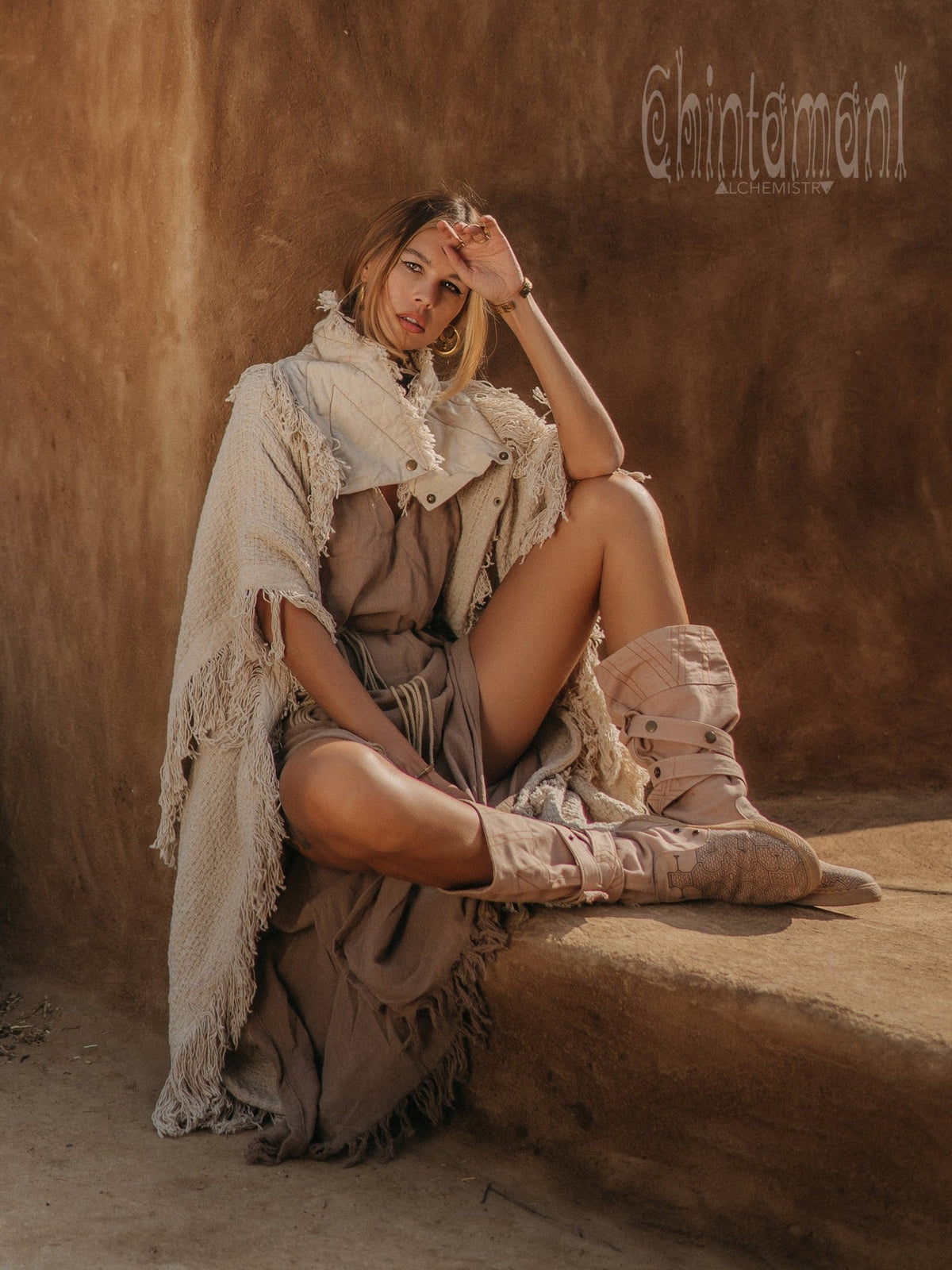 Bohemian Poncho Coat / Off White - ChintamaniAlchemi