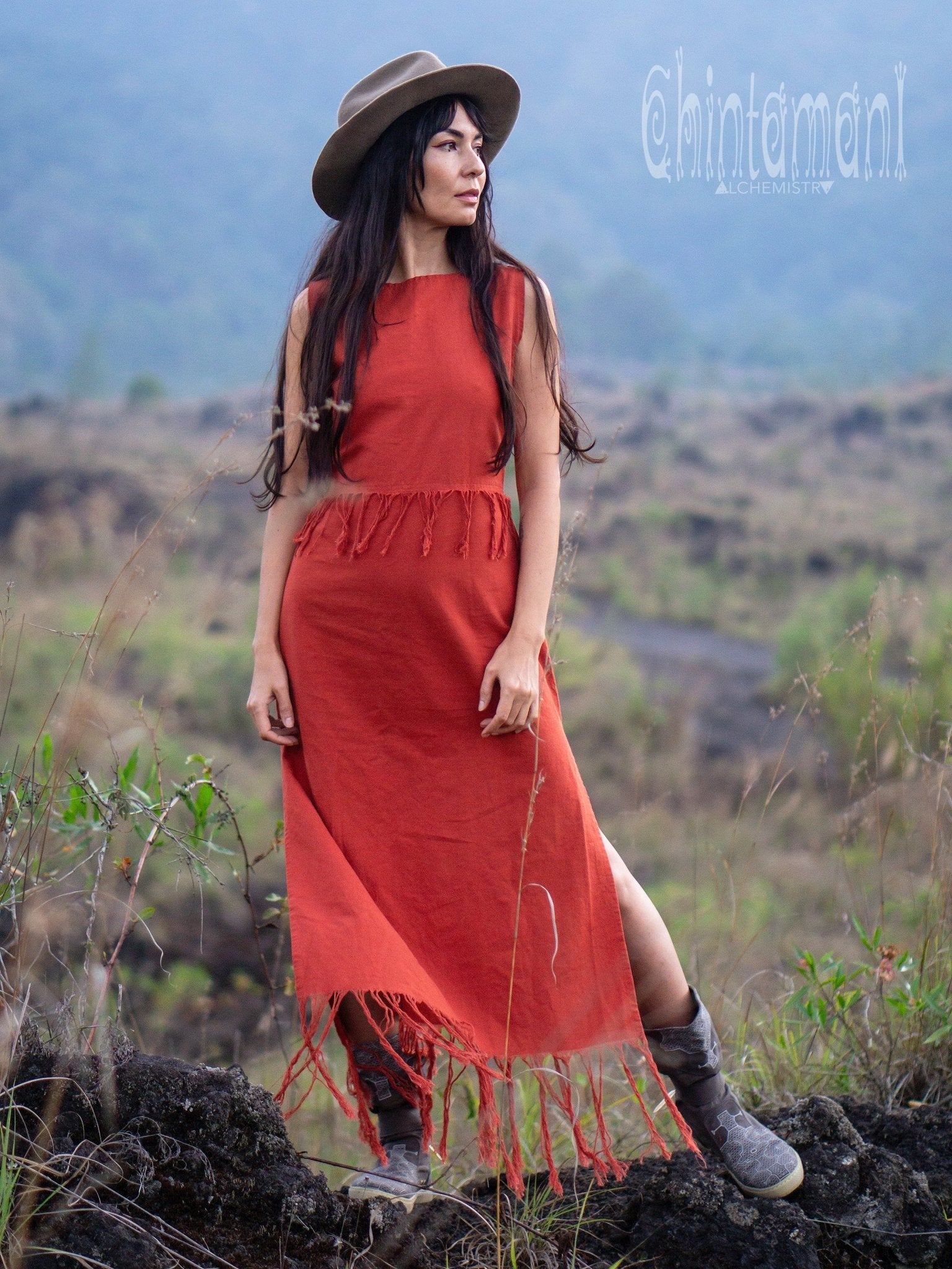 Chakruna Long Dress / Red Ochre - ChintamaniAlchemi