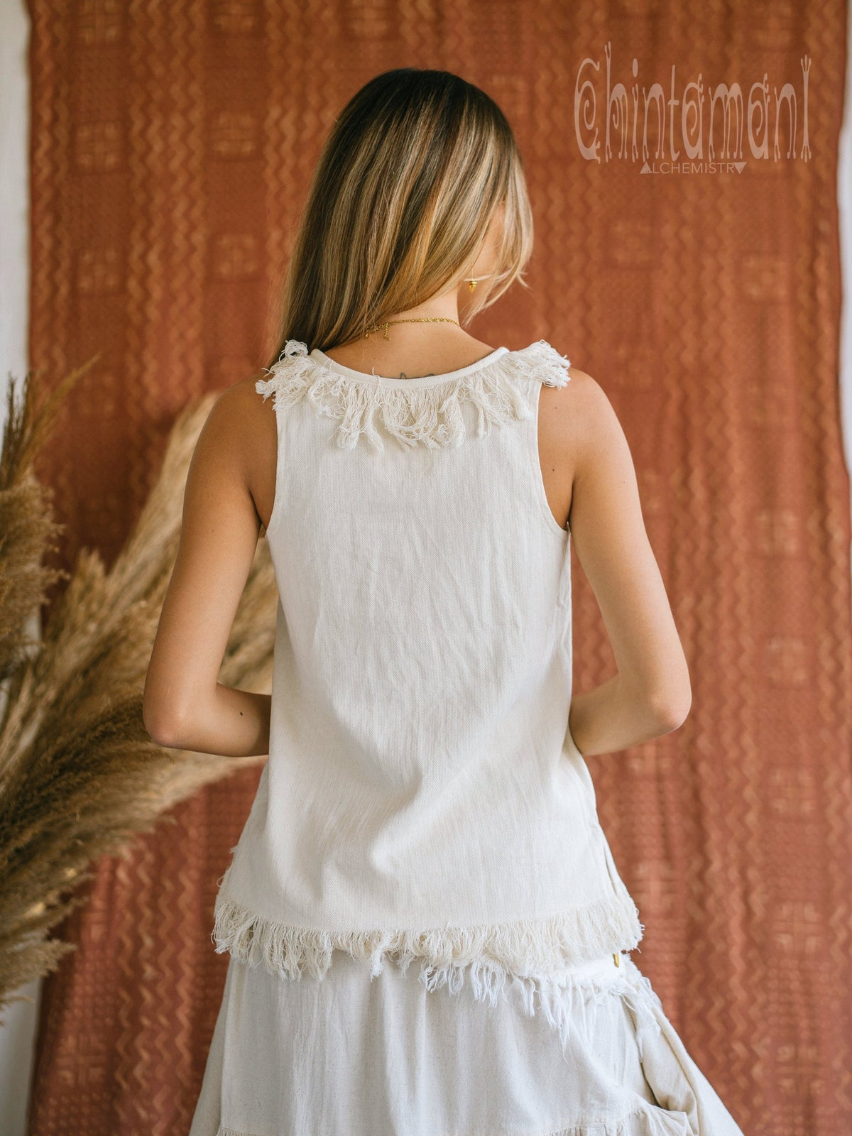 Cotton Jacquard Top / Off White - ChintamaniAlchemi
