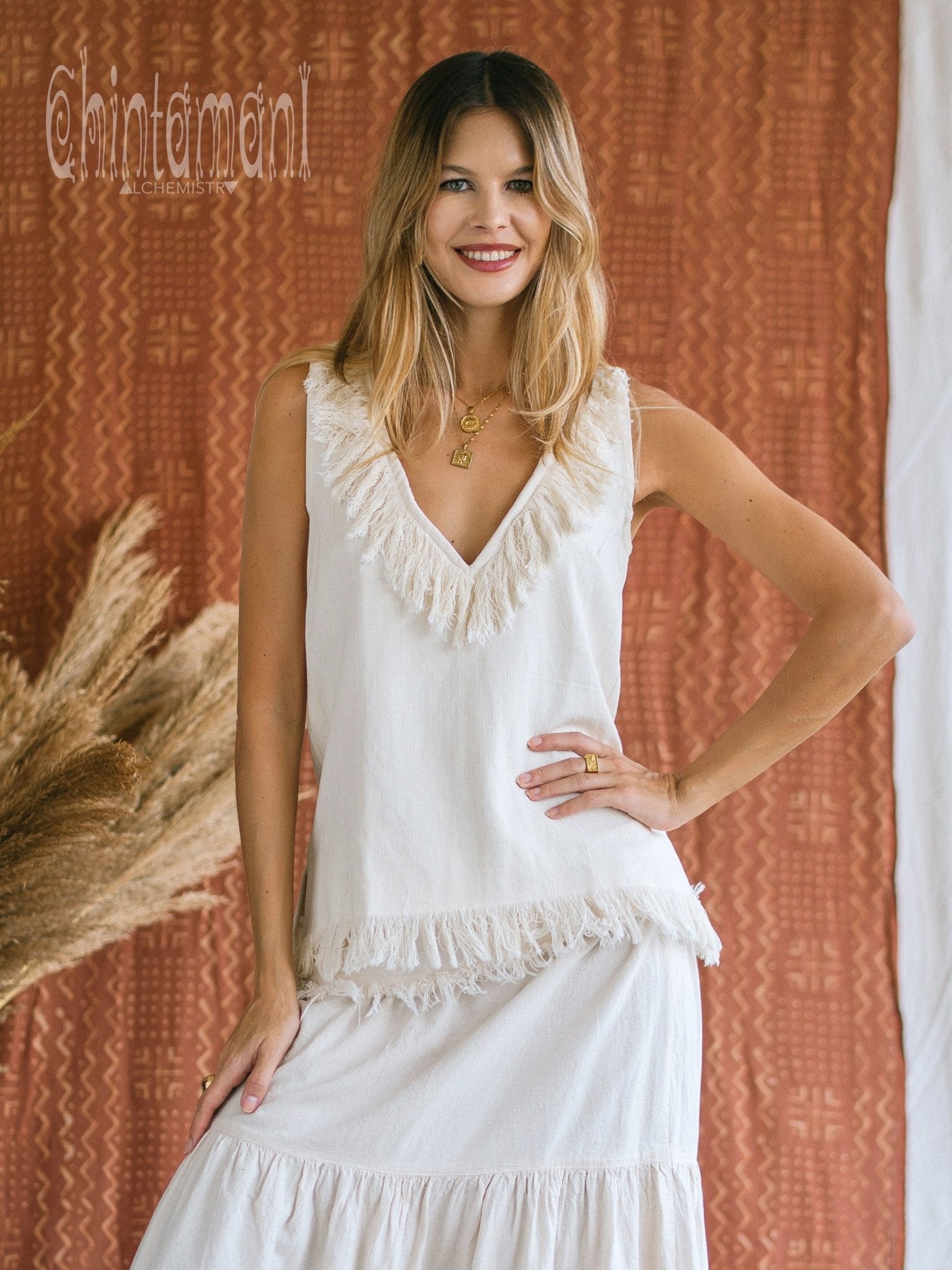 Cotton Jacquard Top / Off White - ChintamaniAlchemi