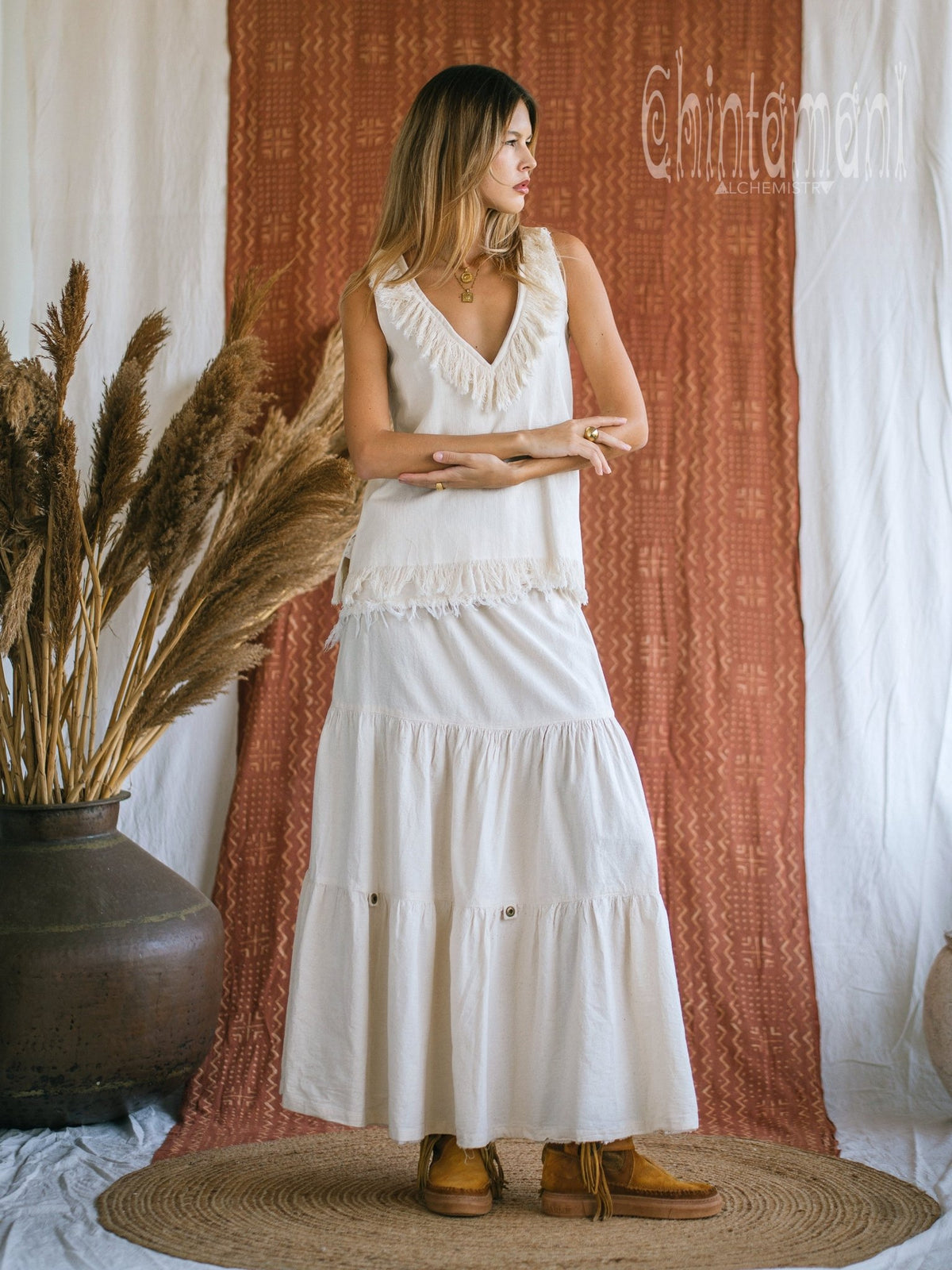 Cotton Jacquard Top / Off White - ChintamaniAlchemi