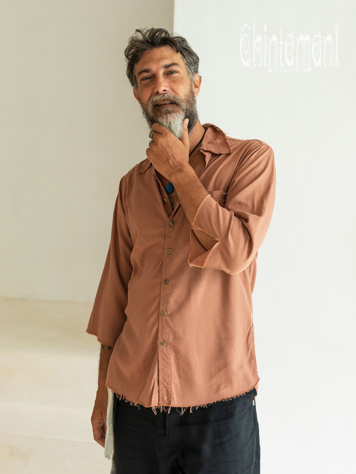 Cotton Men&#39;s Shirt / Dusty Pink - ChintamaniAlchemi