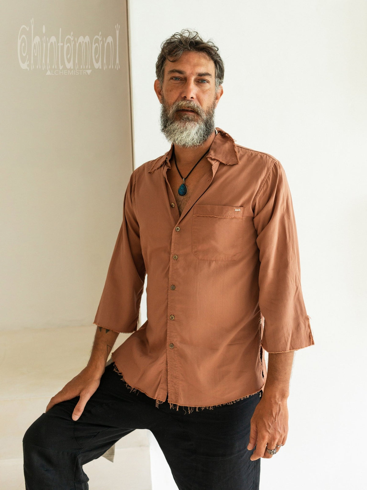 Cotton Men&#39;s Shirt / Dusty Pink - ChintamaniAlchemi