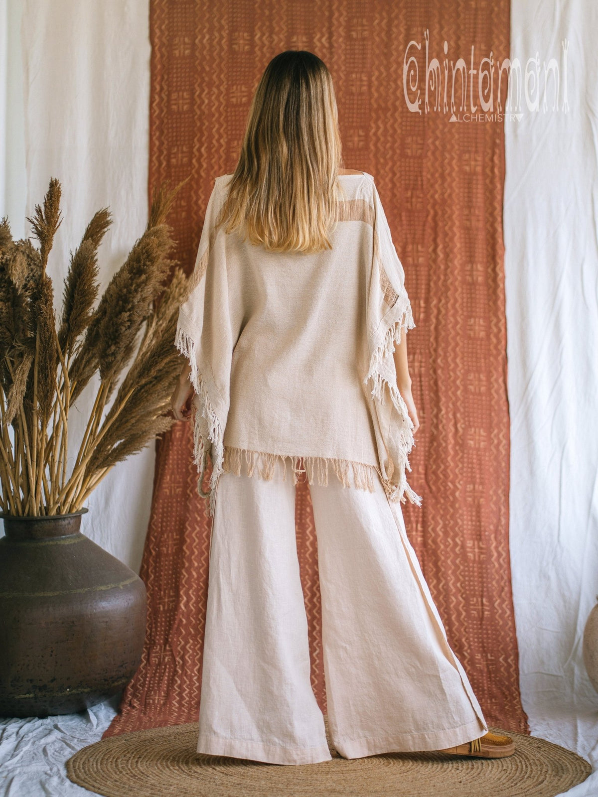 Cotton Poncho Top / Beige - ChintamaniAlchemi