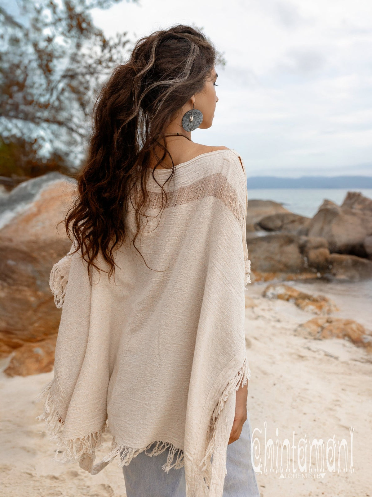 Cotton Poncho Top / Off White - ChintamaniAlchemi