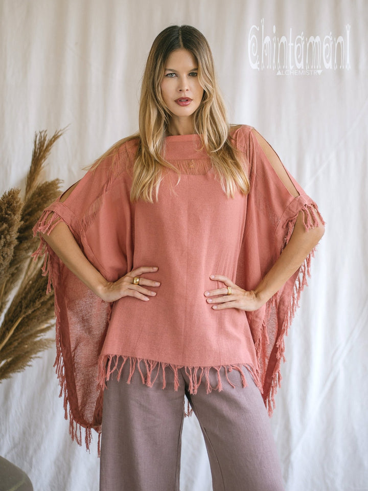Cotton Poncho Top / Pink - ChintamaniAlchemi