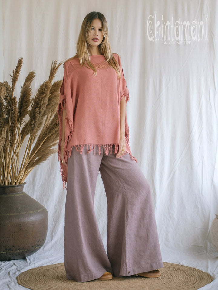 Cotton Poncho Top / Pink - ChintamaniAlchemi