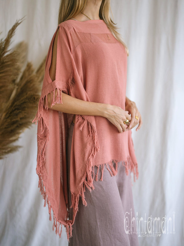 Cotton Poncho Top / Pink - ChintamaniAlchemi