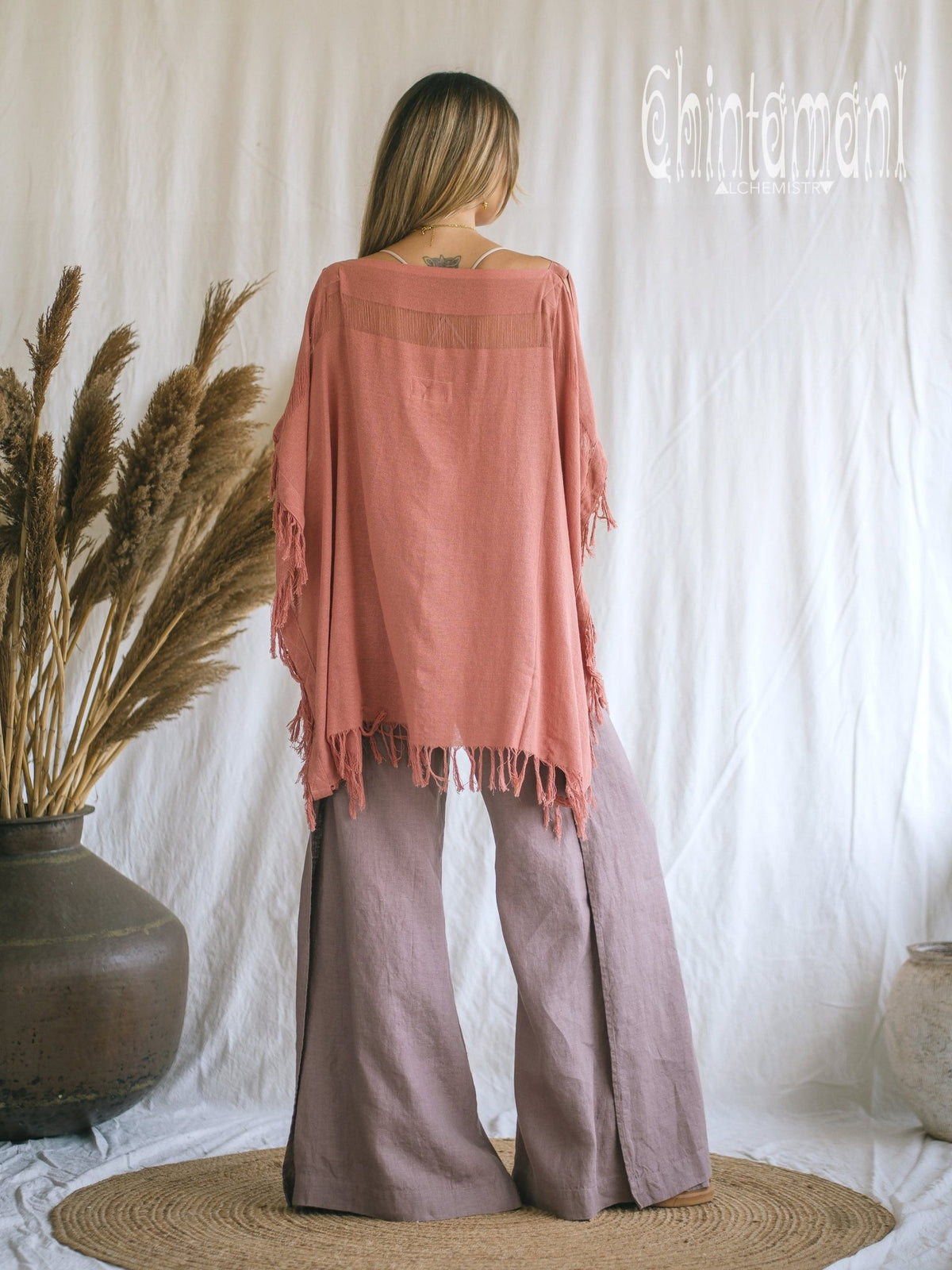 Cotton Poncho Top / Pink - ChintamaniAlchemi