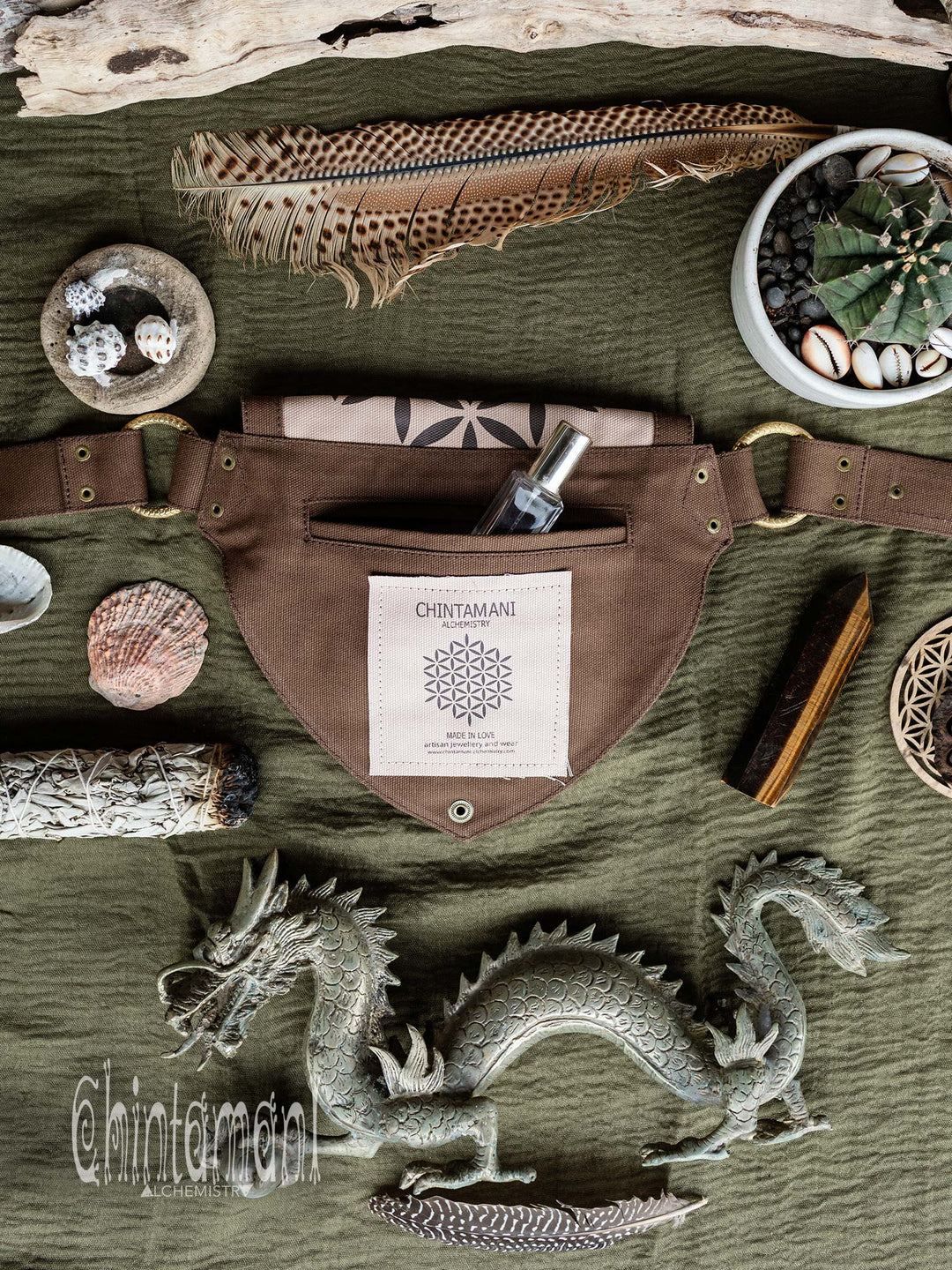 Flower Waist Bag / Brown - ChintamaniAlchemi