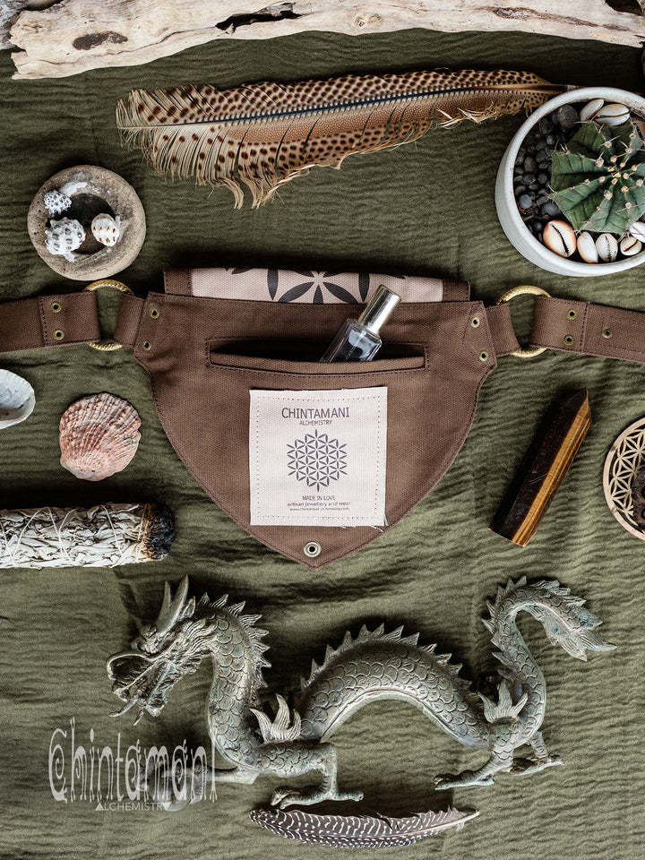 Flower Waist Bag / Brown - ChintamaniAlchemi