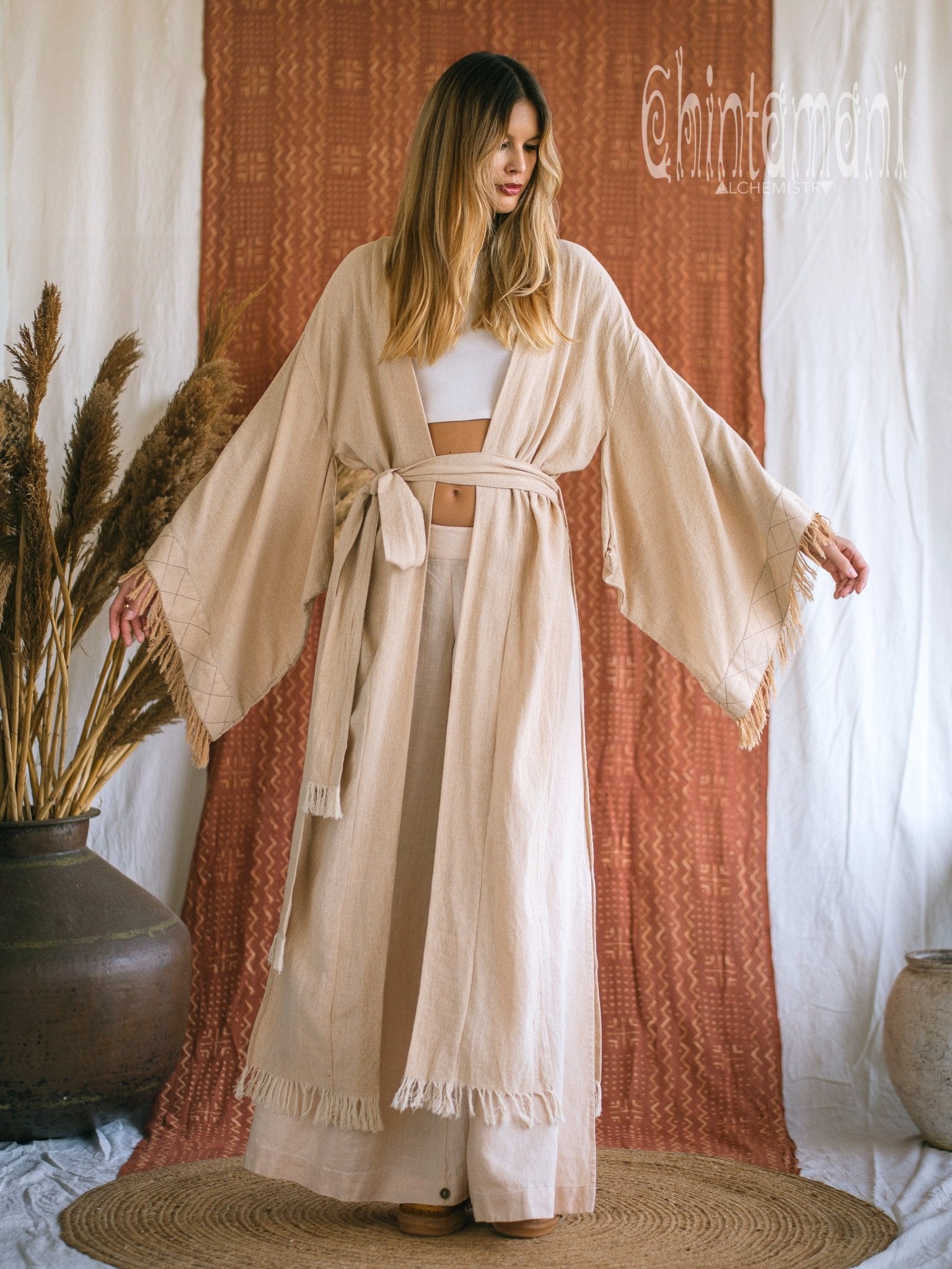 Fringed Kimono / Beige - ChintamaniAlchemi